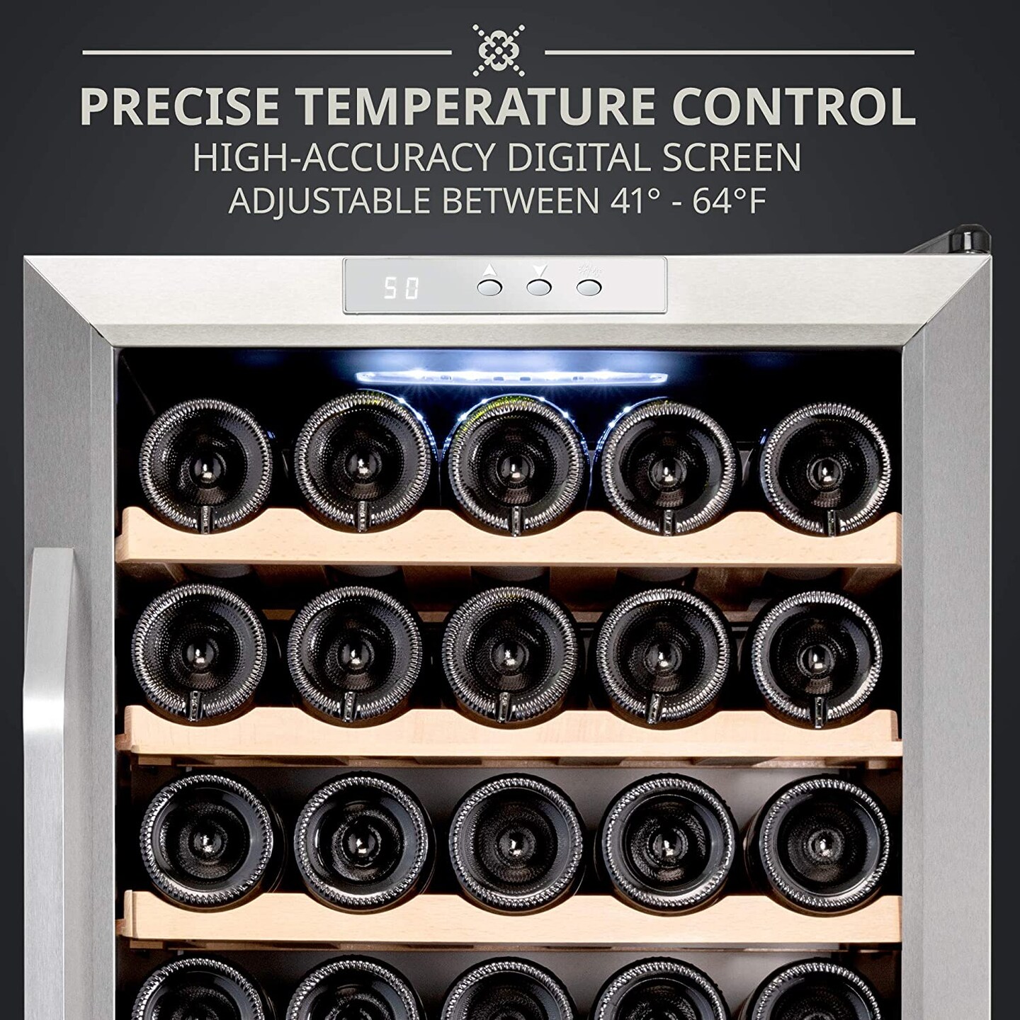Ivation 34-Bottle Wine Cooler, Compact Freestanding Wine Fridge with Lock