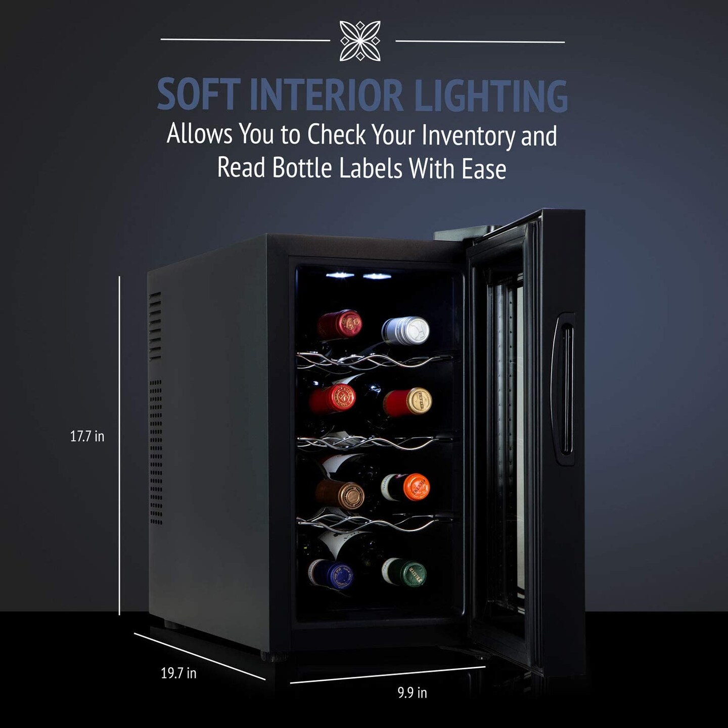 Ivation 8-Bottle Thermoelectric Wine Cooler, Freestanding Wine Fridge