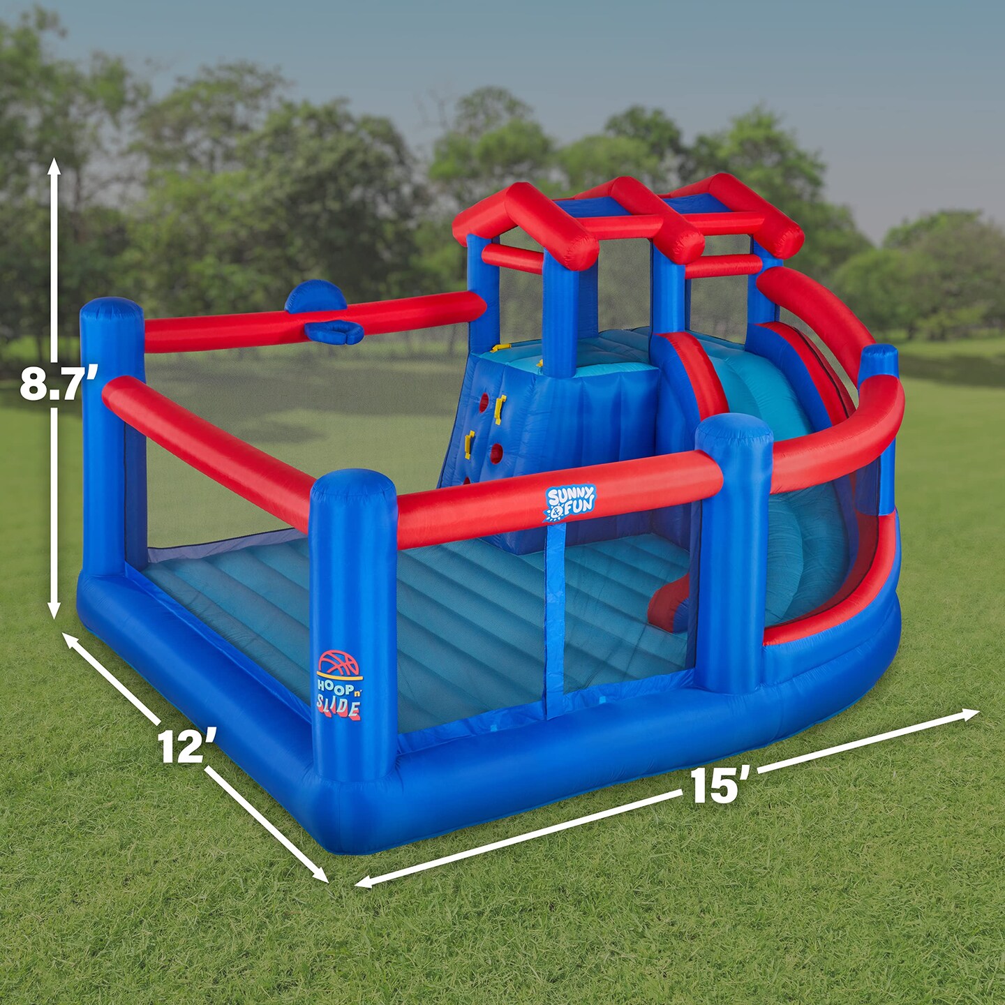 Sunny & Fun Bounce House, Inflatable Bouncy House with Slide with Included Air Pump & Carrying Case