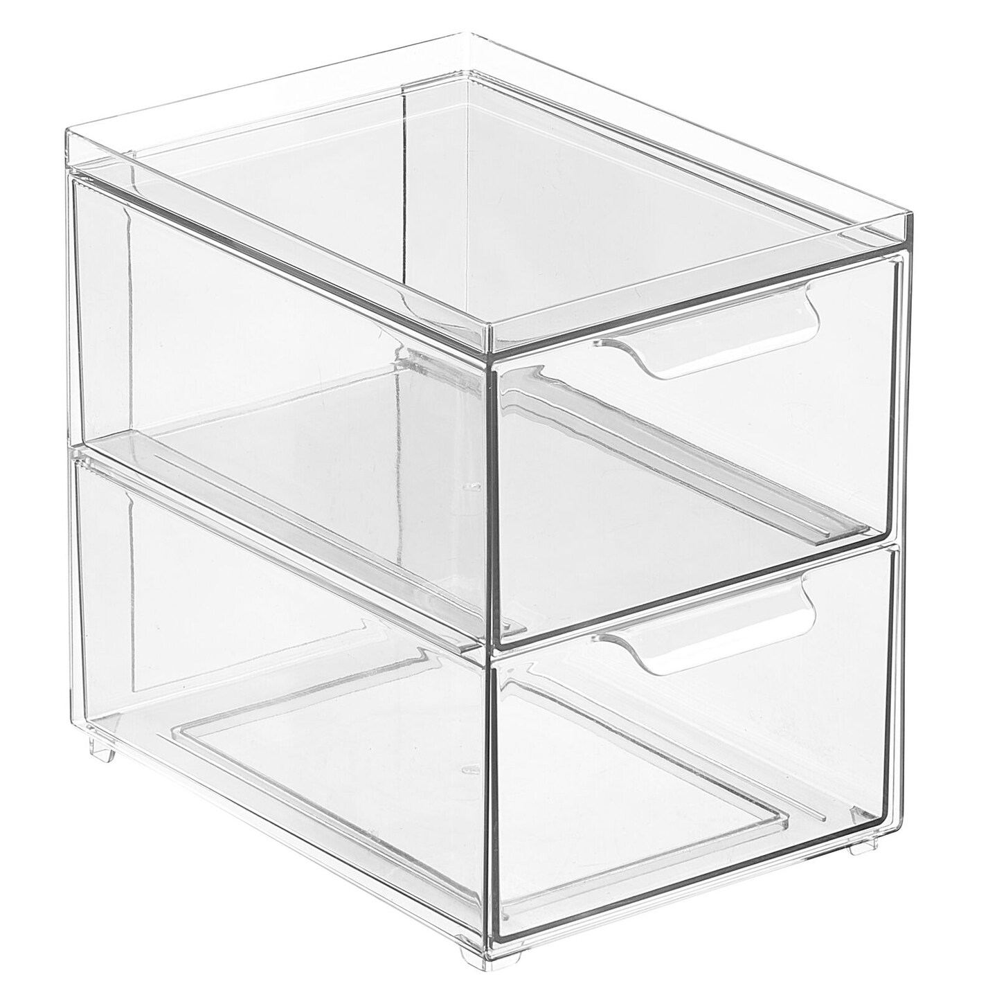 mDesign Stacking Plastic Storage Kitchen Bin with Pull-Out Drawers
