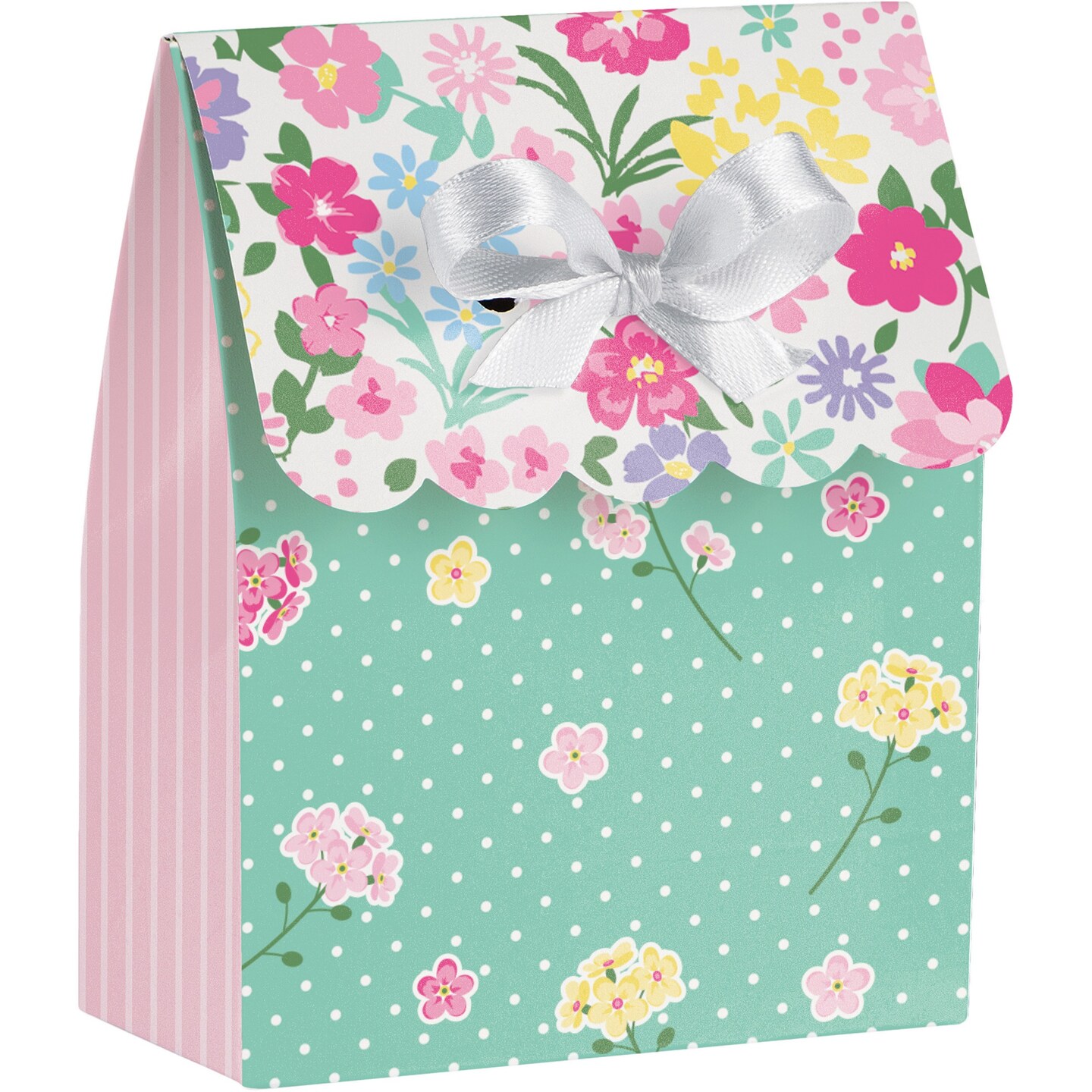 Party Central Club Pack of 72 Green and Pink Floral Tea Party Favor Bags with Ribbon 4.5&#x22;
