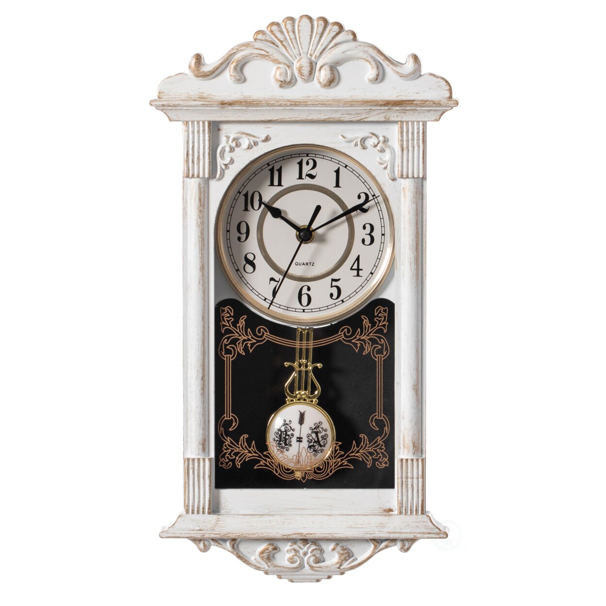 Vintage Plastic Pendulum Wall Clock 9" Silent Wood Look For Living Room Kitchen
