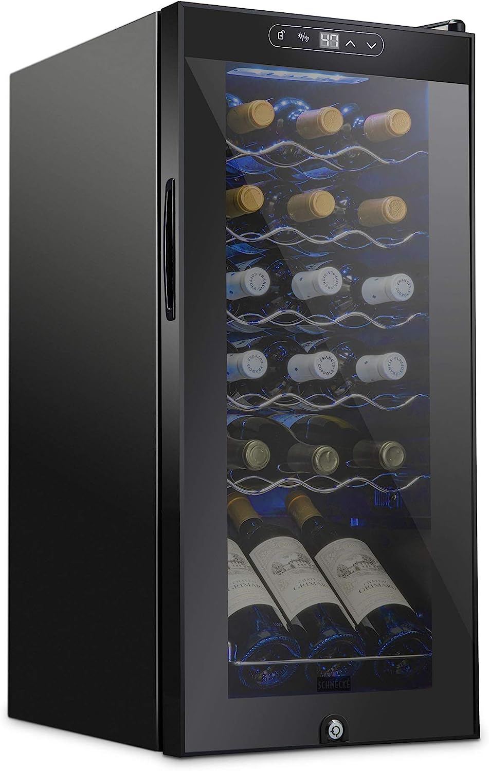 Schmecke 18-Bottle Wine Fridge, Freestanding Wine Refrigerator, Small Wine Cooler