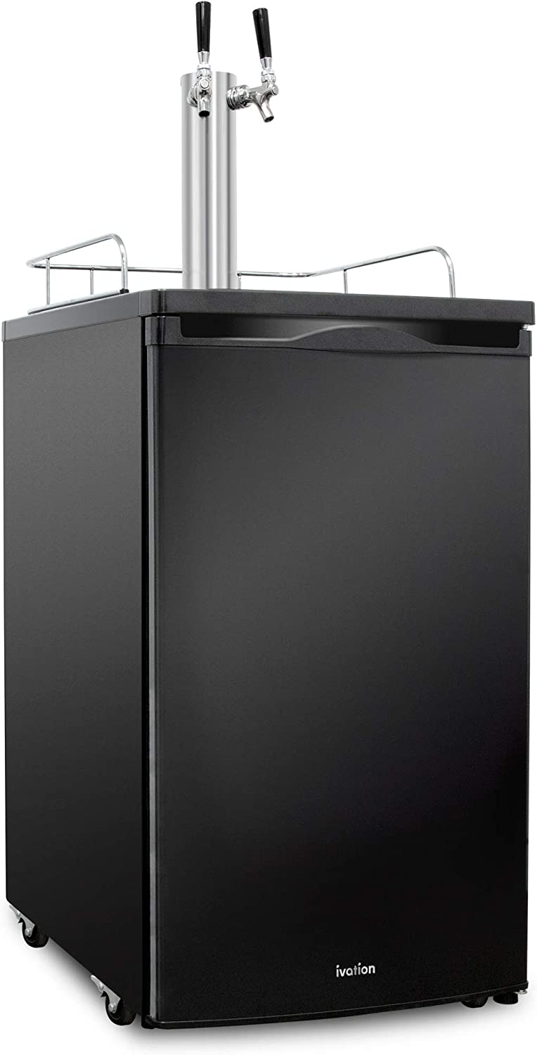 Ivation Full Size Kegerator, Dual Tap Draft Beverage Dispenser & Universal Beer Cooler