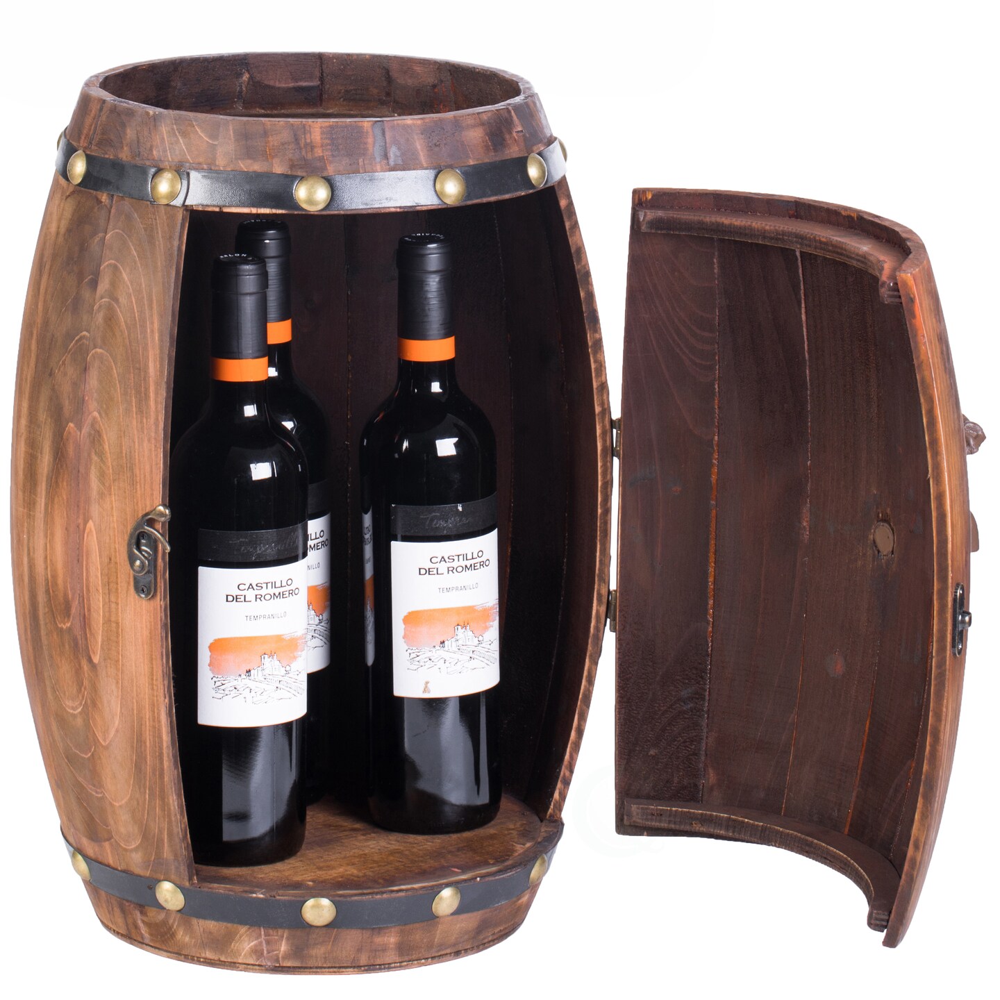 Vintage Wooden Barrel Shaped Wine Storage Rack Holds 7 Bottles Decorative Home