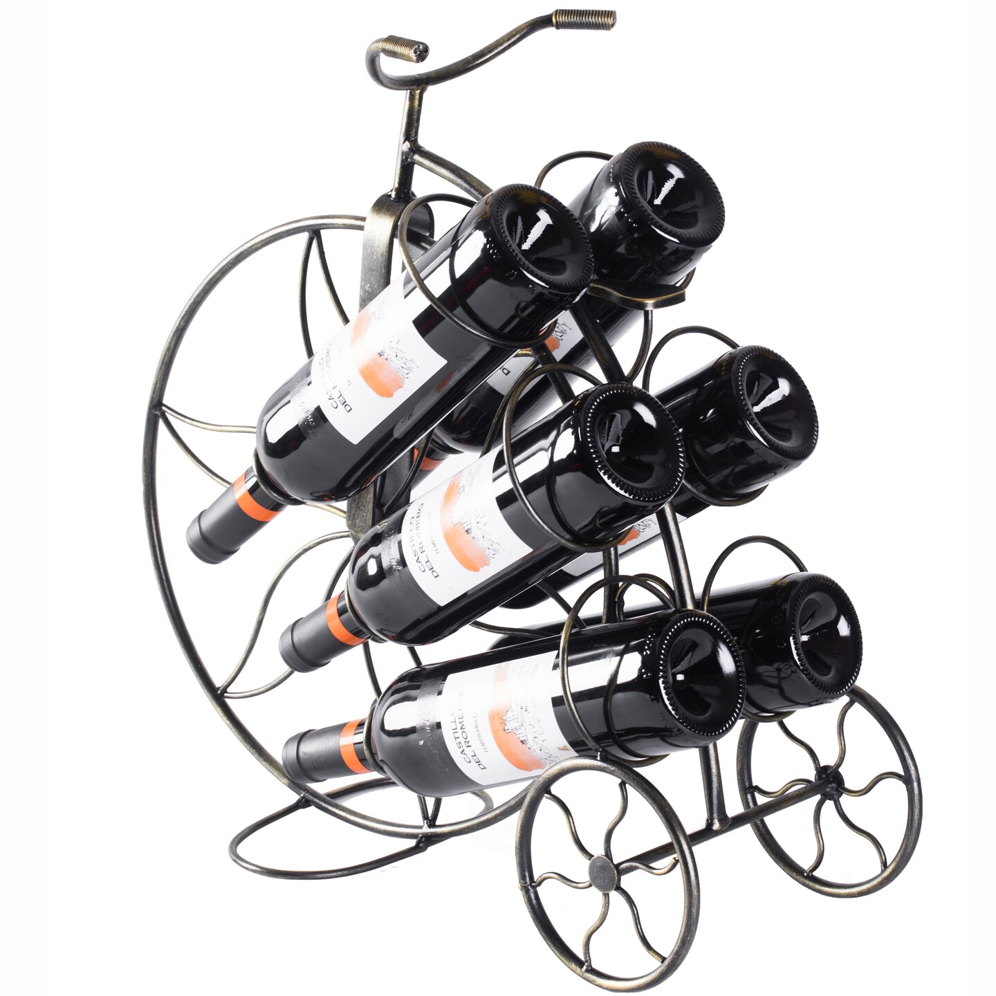 Vintage Metal Bicycle Wine Holder 6 Bottle Countertop Tabletop Wine Rack