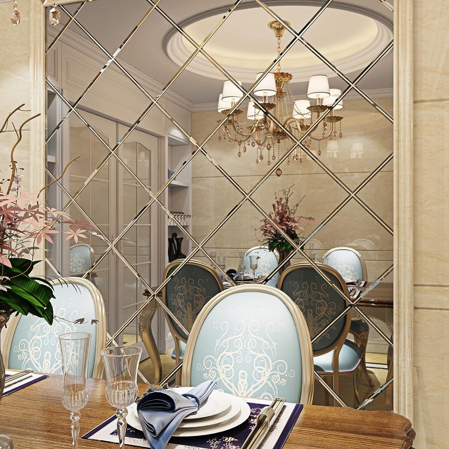 12"x276" Self Adhesive Flexible Mirrors Sheets Non-Glass Mirror Stickers Reflective Safety Peel and Stick Mirror Stickers Paper Roll for Crafts Home Mirror Wall Decor