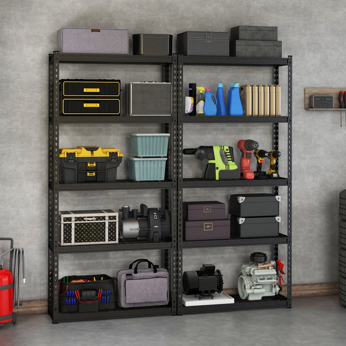 5-tier Metal Shelving Unit With Anti-slip Foot Pad Height Adjustable Shelves For Garage