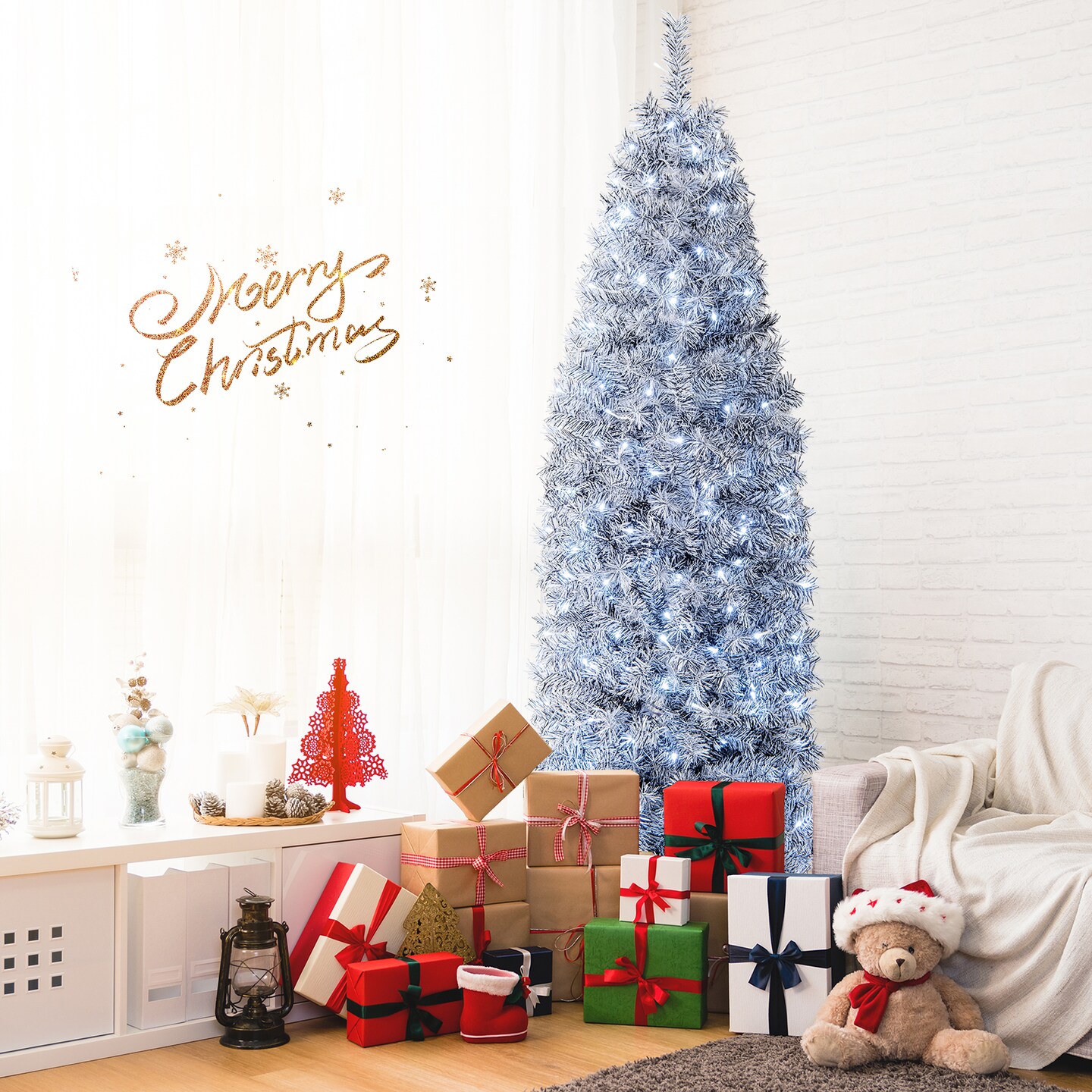 Pre-Lit Artificial Christmas Tree with 250 Cool-LED Lights