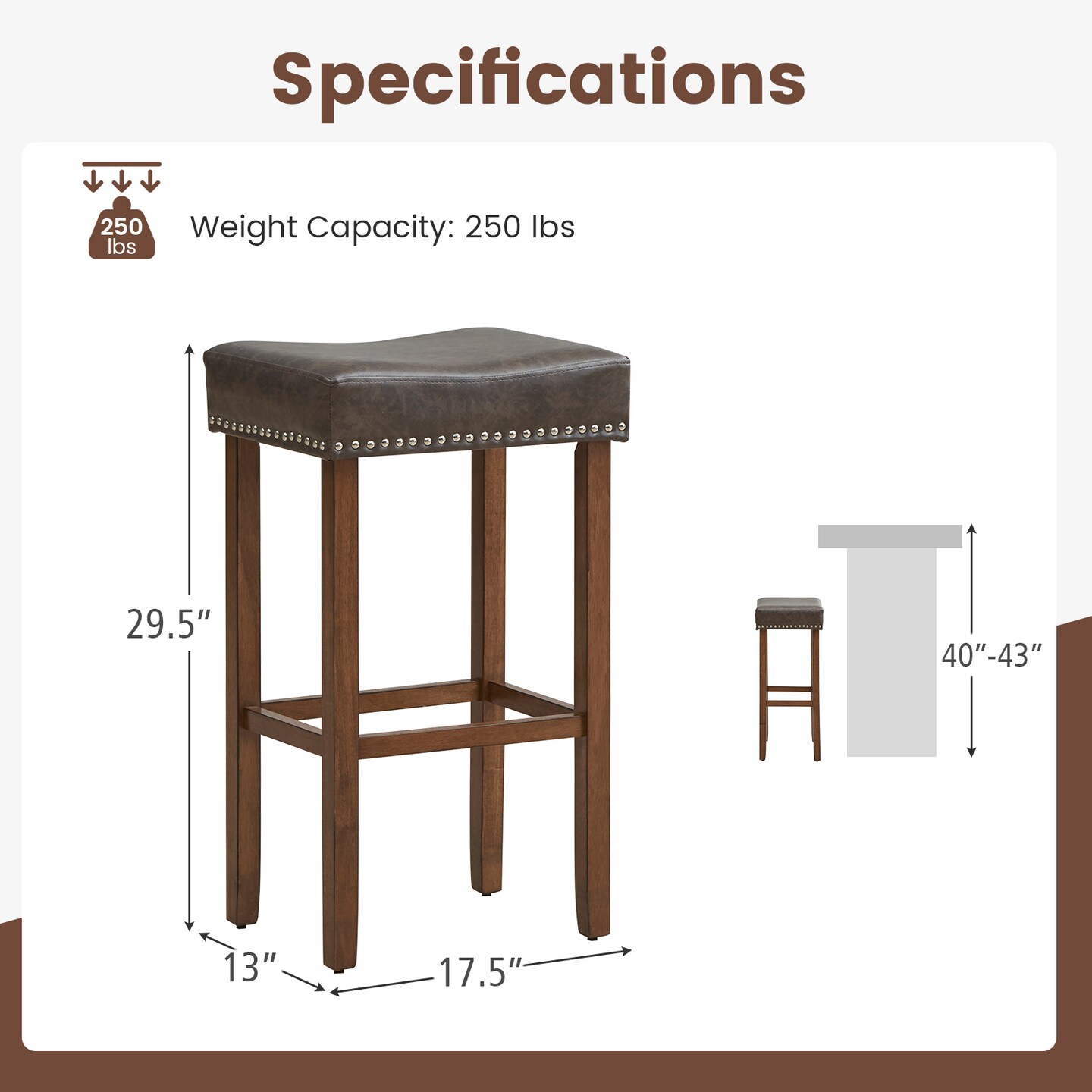 Upholstered Bar Stools Set Of 2 With Footrests For Counter