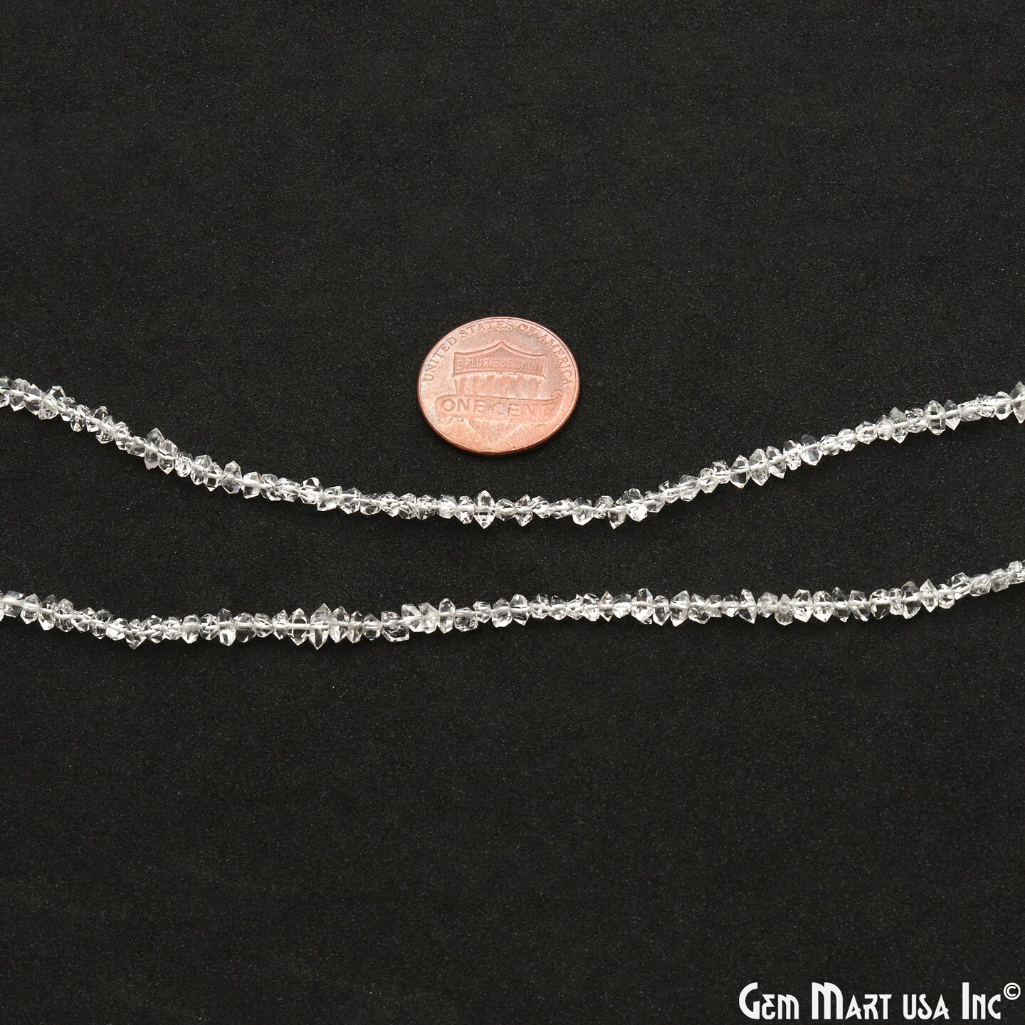 Herkimer Diamond Free Form Beads, Natural Gemstone Strand, Raw Rough Diamond Chips, 3-5mm, 16 Inch, GemMartUSA (DRDH-70004)