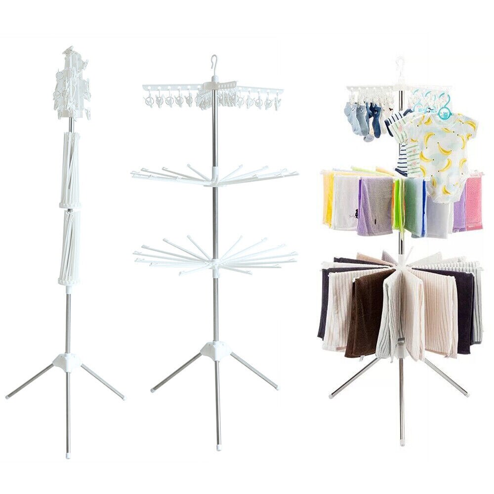 Kitcheniva Foldable Rotation Laundry Hanger Tripod Rack Stand 3-Tier