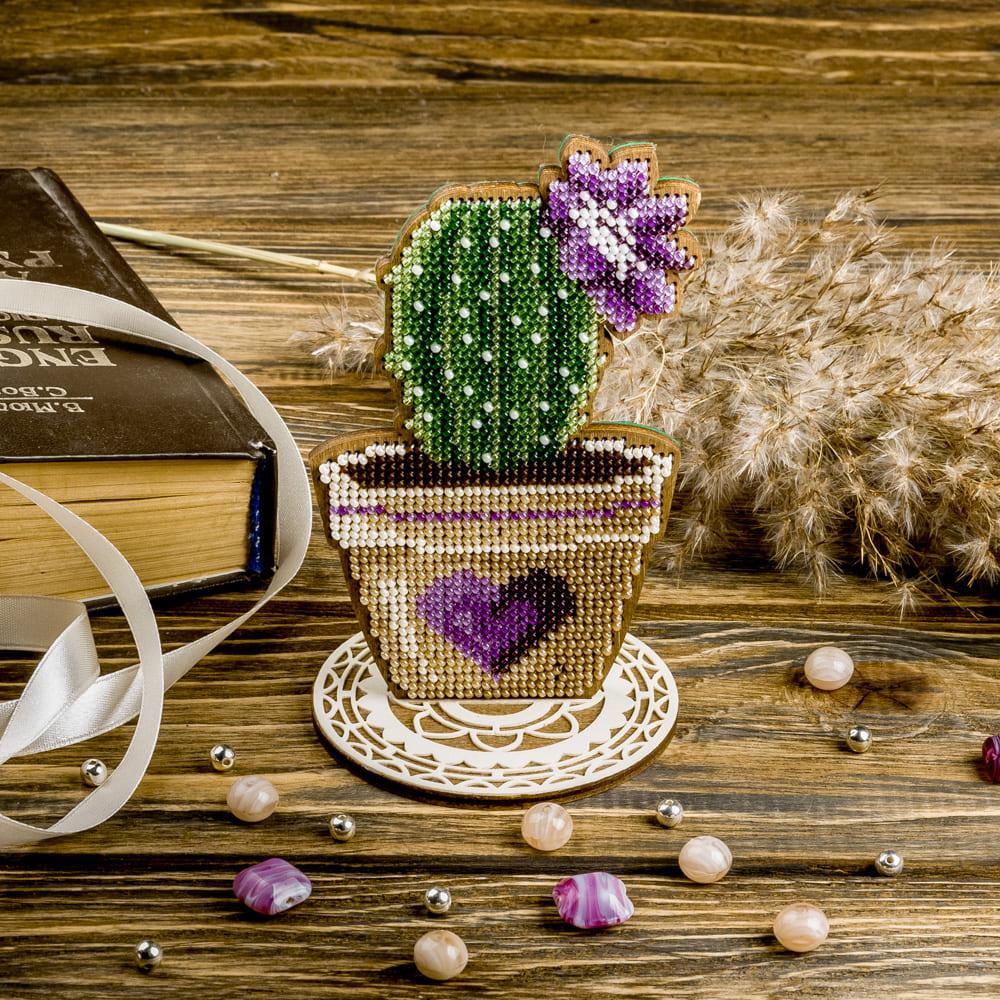 Bead embroidery kit on wood