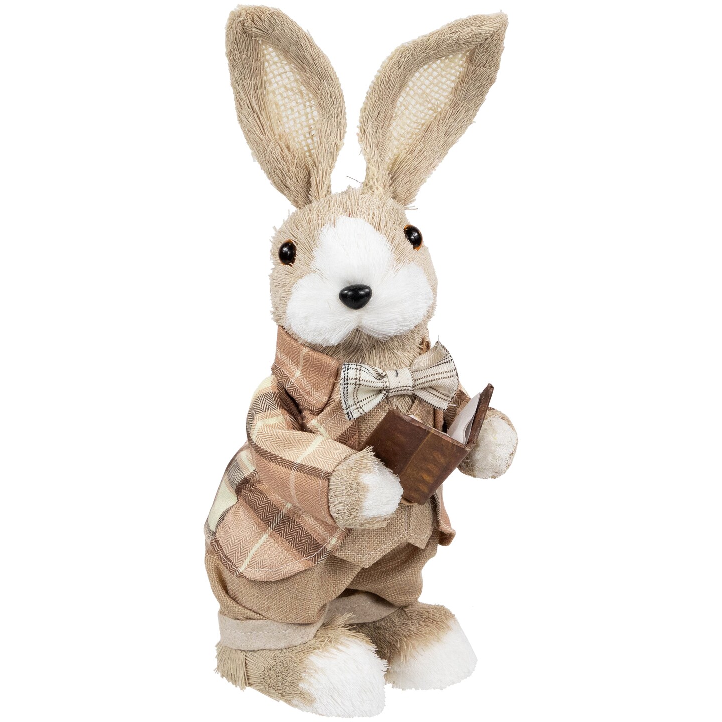 Northlight Boy Easter Rabbit Figurine with Plaid Jacket - 12&#x22; - Beige
