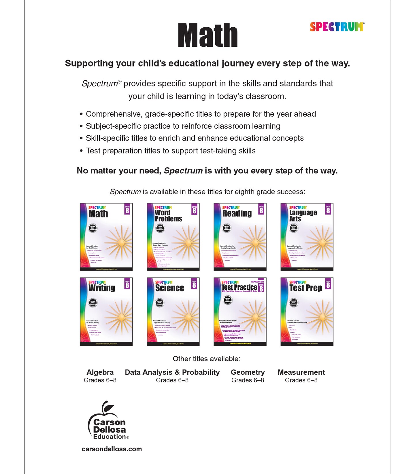 Spectrum 8th Grade Math Workbooks, Ages 13-14, Geometry, Integers, Rational &#x26; Irrational Numbers, and Pythagorean Theorem 8th Grade Math Practice, Grade 8 Math Workbook For Teens