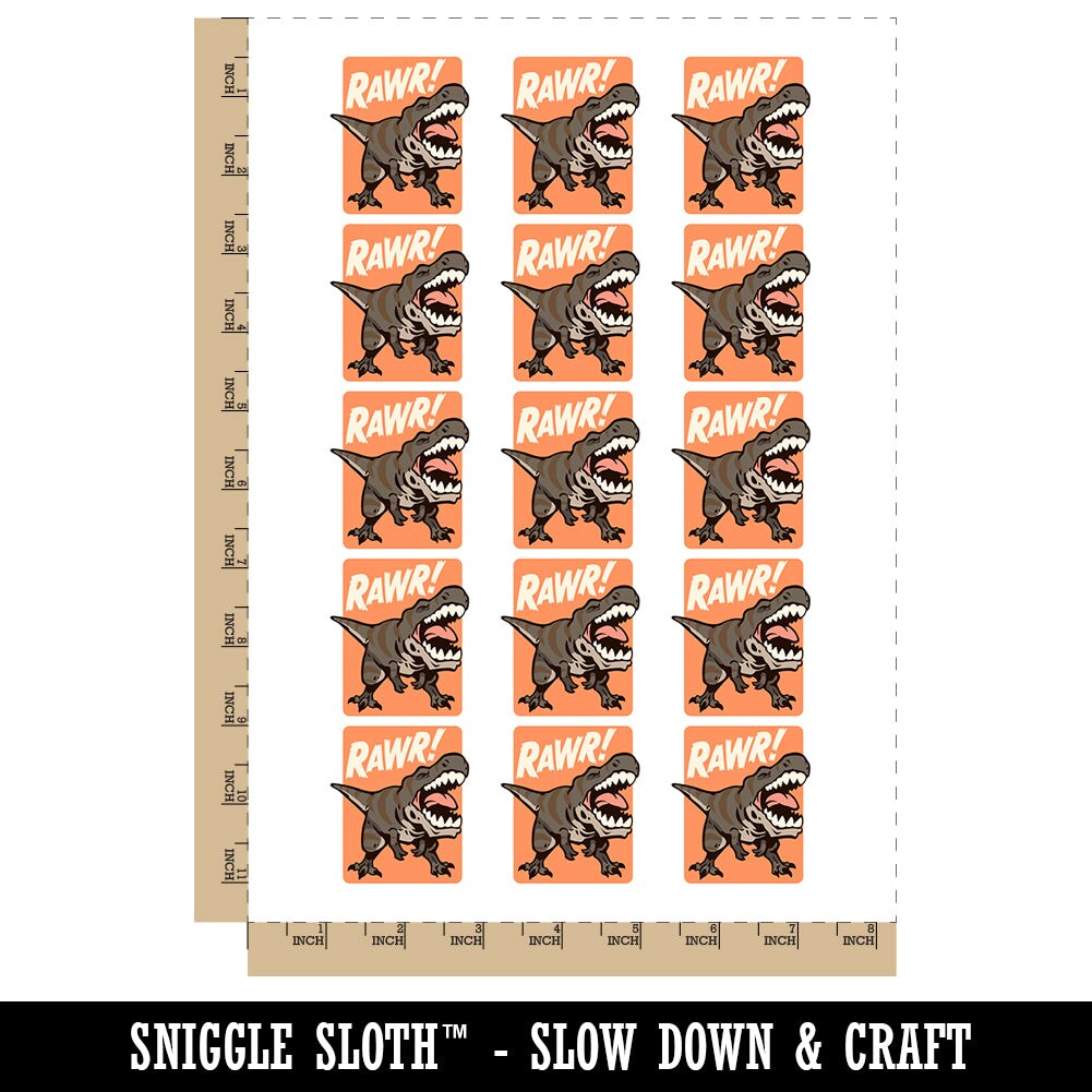 Tyrannosaurus Rex Rawr Roar Dinosaur Temporary Tattoo Water Resistant Fake Body Art Set Collection (1 Sheet)