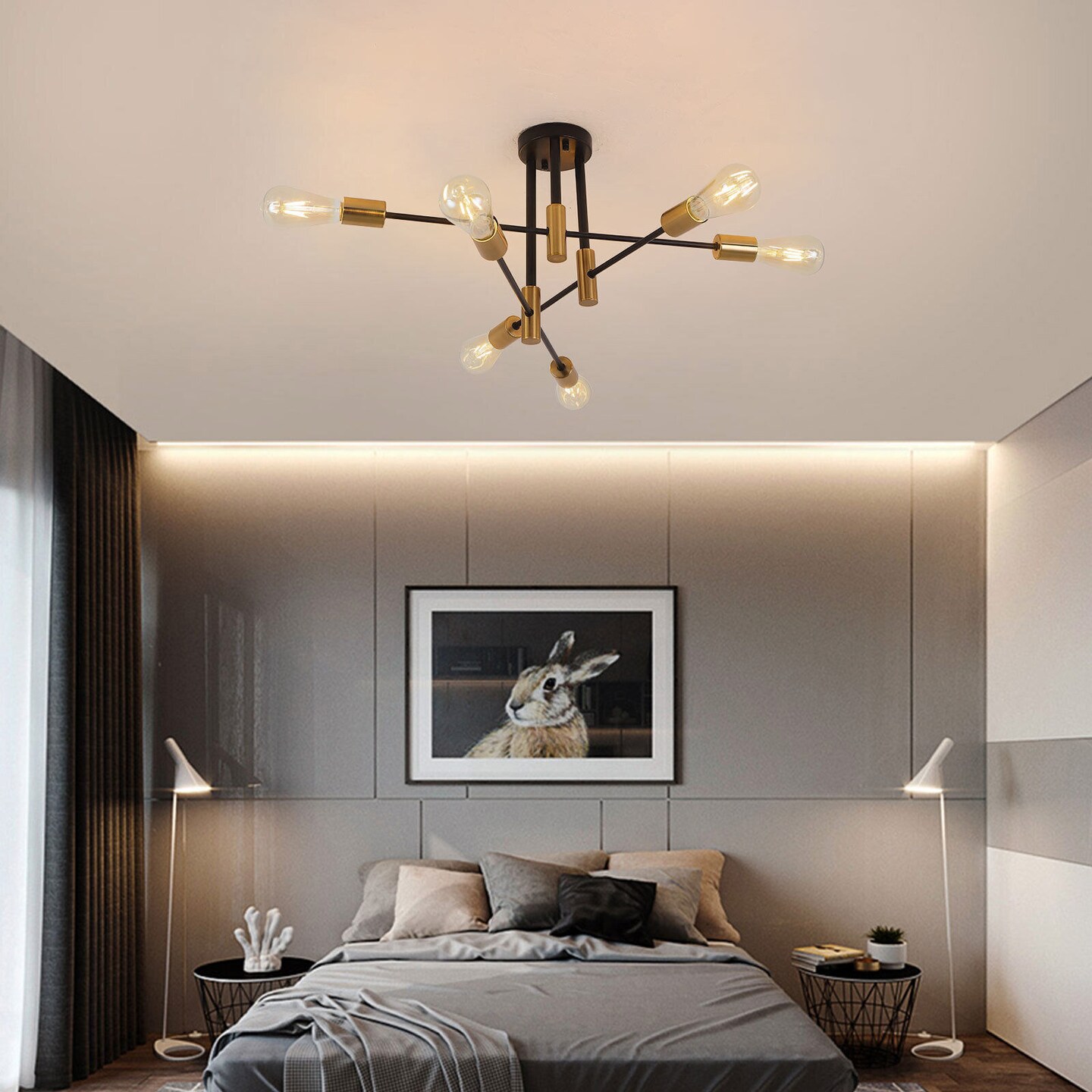 Kitcheniva 6 Light Modern Sputnik Chandelier Fixture