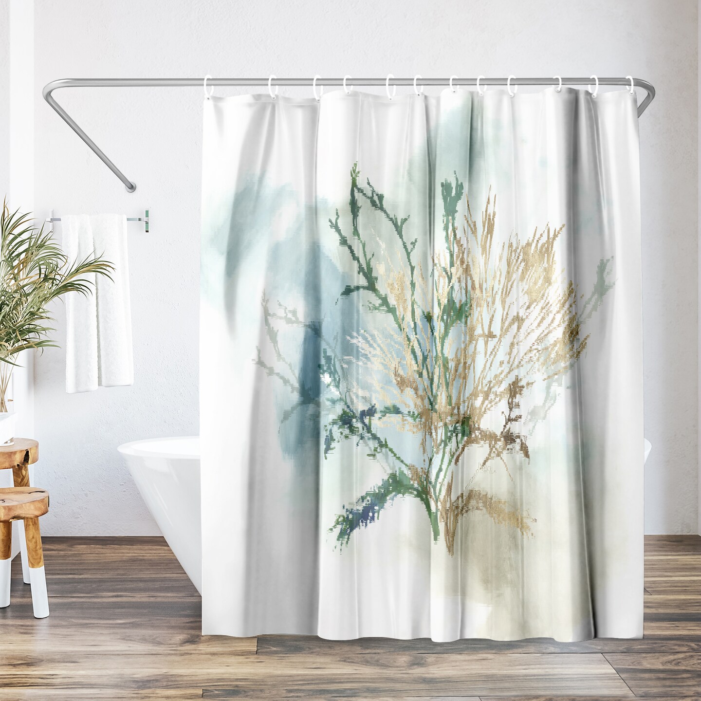 Americanflat 71&#x22; x 74&#x22; Shower Curtain, Green Coral II by PI Creative Art