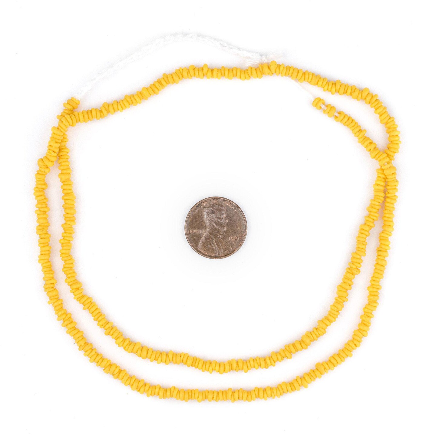 The Bead Chest Bright Yellow 4mm Glass Heishi Beads - 26&#x22; Strand of Indonesian Java Spacer Beads for Crafts &#x26; Jewelry Making