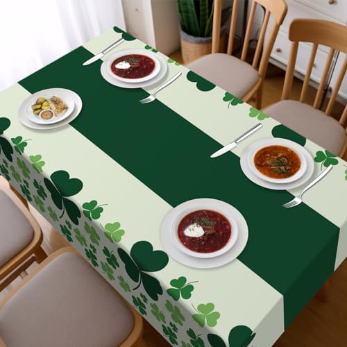 3 Pack Disposable Plastic 54" x 108" St Patricks Day Decorations, Shamrock Patterned Spring St Patricks Party Table Cloth for Dining Room Kitchen Decor