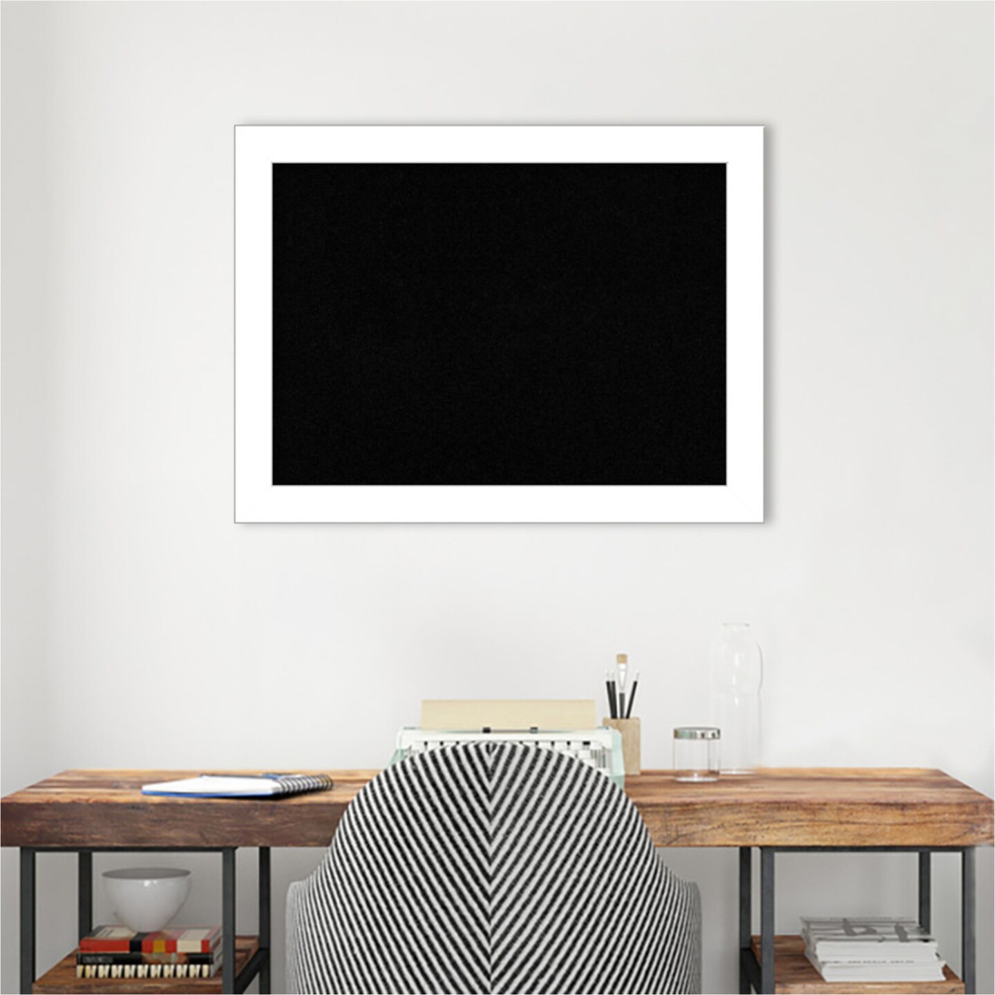 Wedge White Framed Corkboard, Black Cork