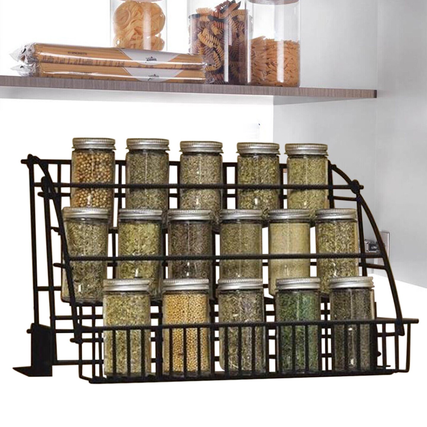 Kitcheniva Pull down Metal Cabinet Spice Rack Organizer 3 Tier
