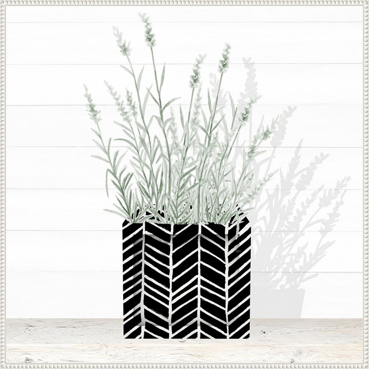 Lavender In Modern Pot I by Janice Gaynor Framed Canvas Wall Art