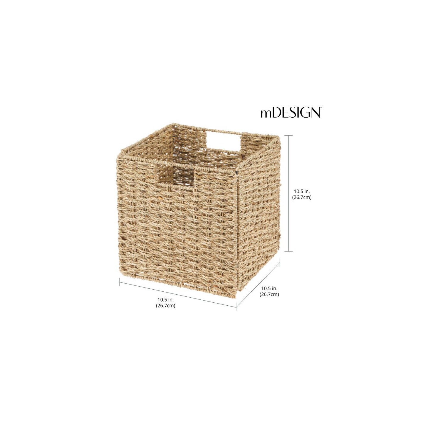 mDesign Woven Seagrass Home Storage Basket for Cube Furniture