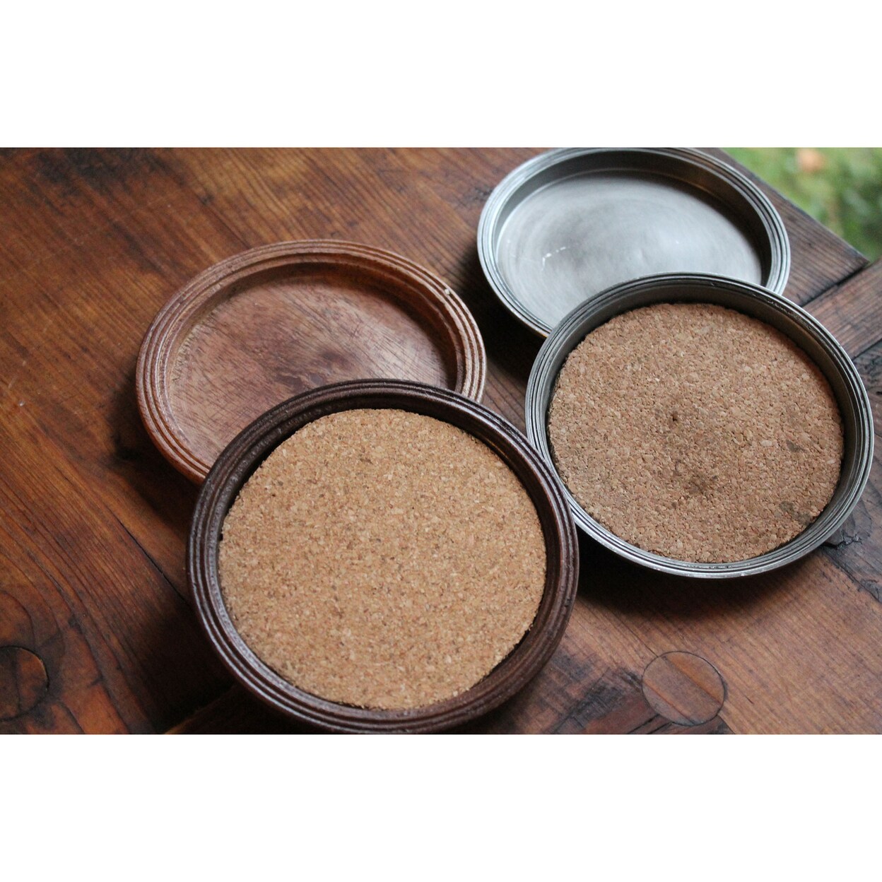 Wood Coaster Set With Cork -Set Of 4