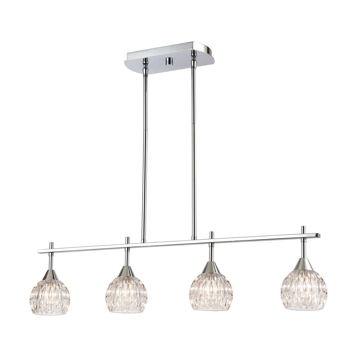 Kersey 34 Wide 4-Light Linear Chandelier - Polished Chrome
