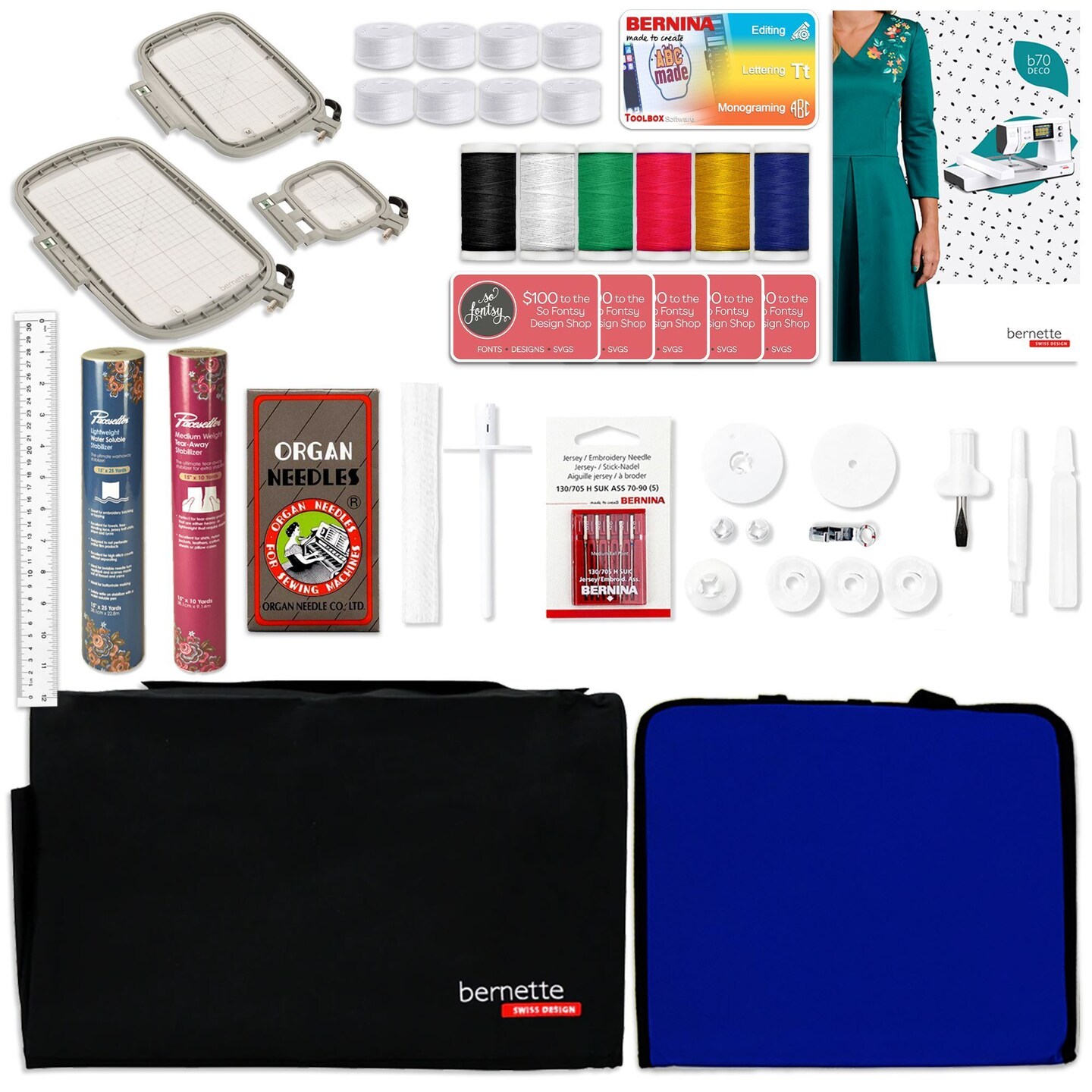 Bernette B70 Embroidery Machine & Silhouette Cameo 4 Combo Bundle