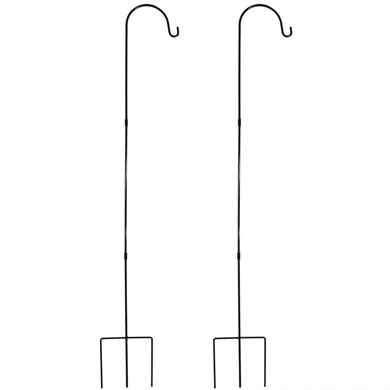 Sunnydaze Black Steel Hanging Single Shepherd Hooks - 82 In - Set Of 2