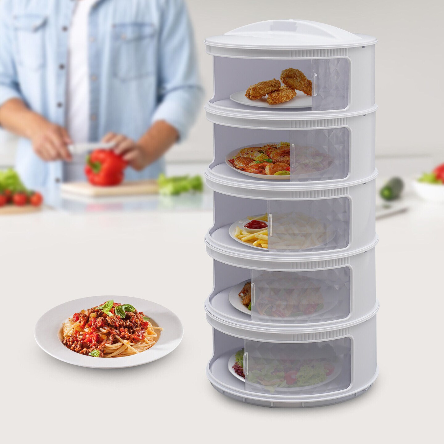 Kitcheniva 5 Layer Round Stackable Food Storage Box