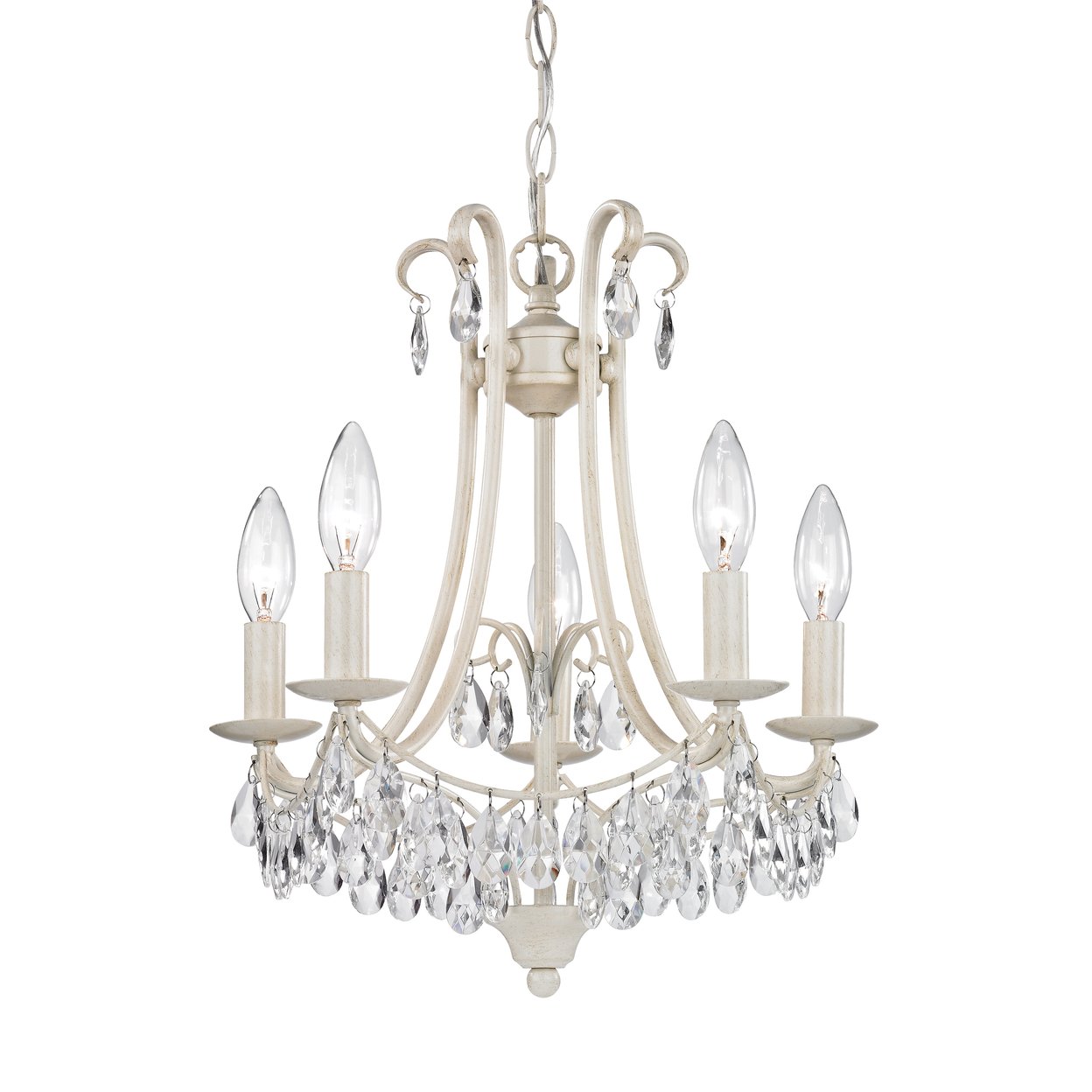 Mini Victorian 14 Wide 5-Light Chandelier - Antique Cream