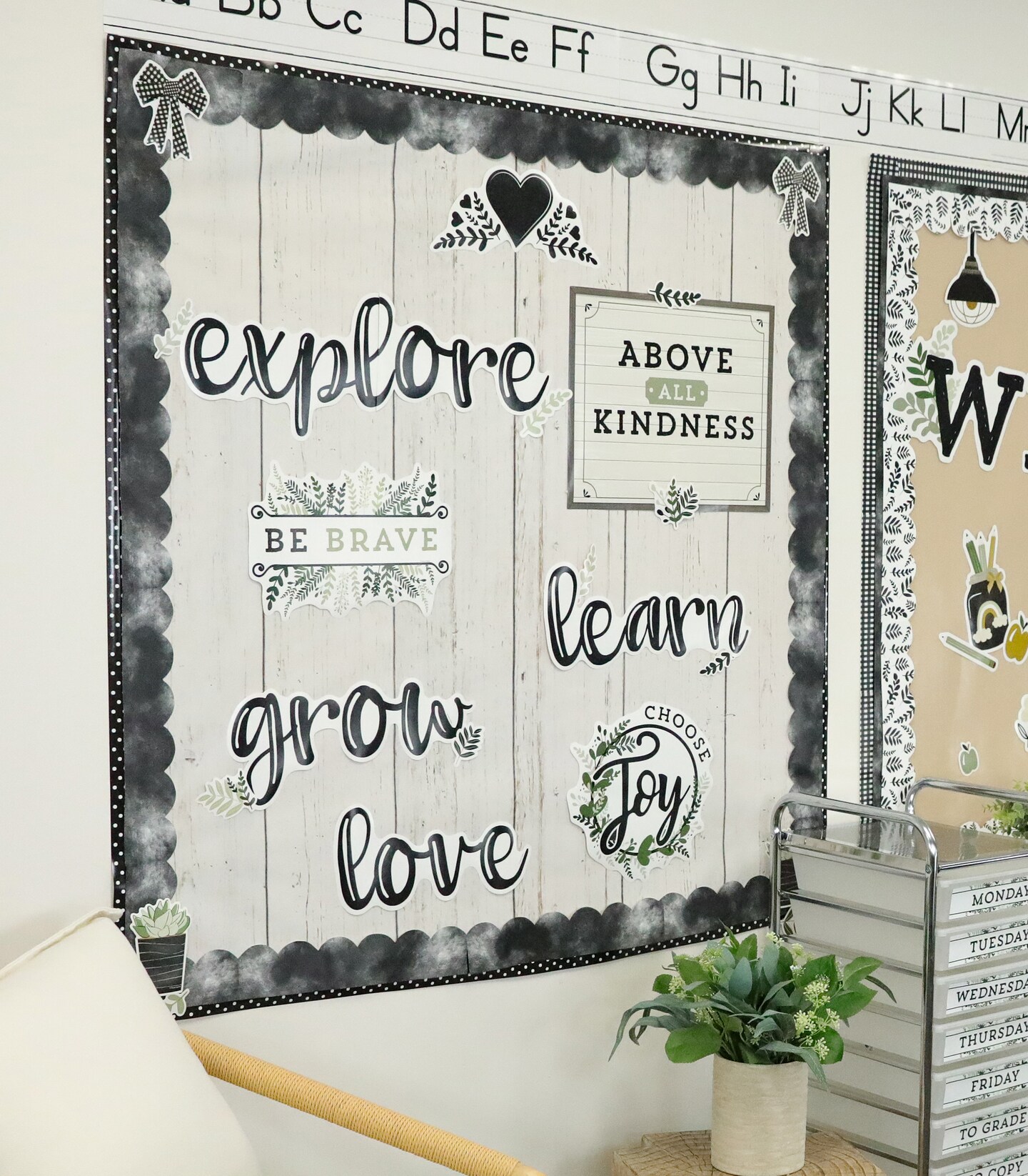 Carson Dellosa 34 pc Bundle of Farmhouse Decor for Bulletin Board, Positive Affirmations, Motivational Poster, Eucalyptus, and More Classroom Decorations