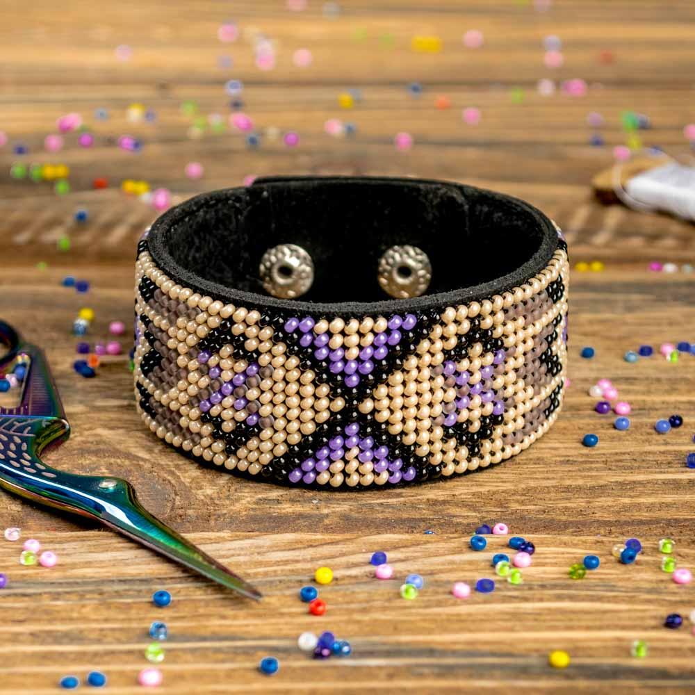 Bead embroidery kit on artificial leather