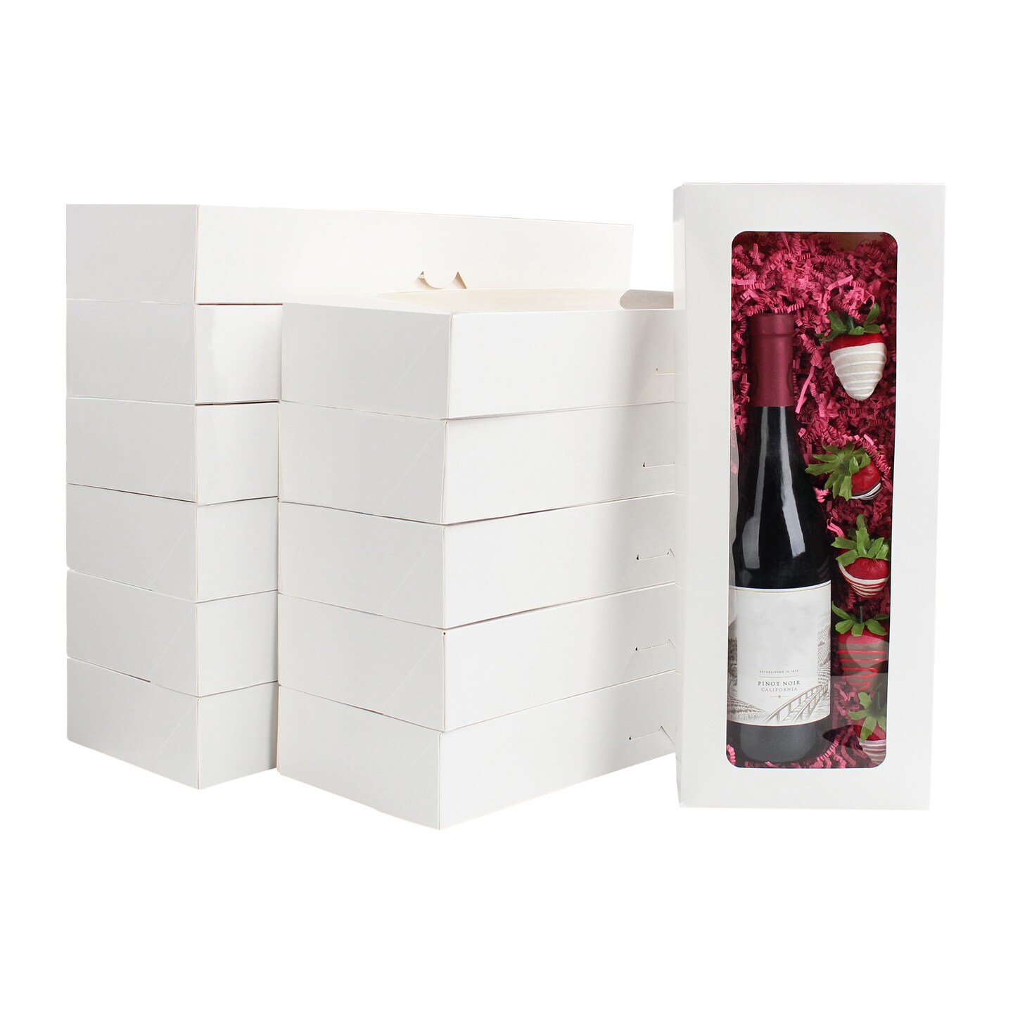 Spec101 Small Cookie Boxes with Window - 30pk 16x6.5in Narrow White Pastry Boxes