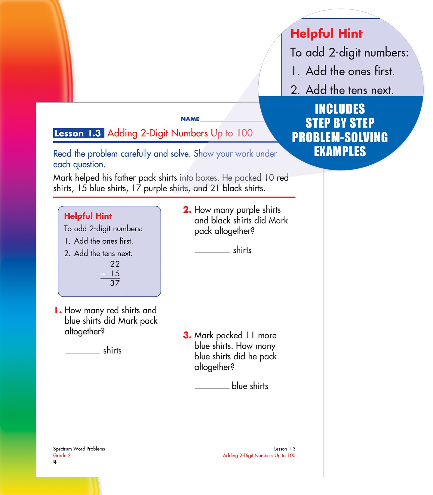 Spectrum Word Problems 2nd Grade Math Workbook, Addition, Subtraction, Word Problems, Telling Time, Shapes, and More Mathematics, Classroom or Homeschool Curriculum