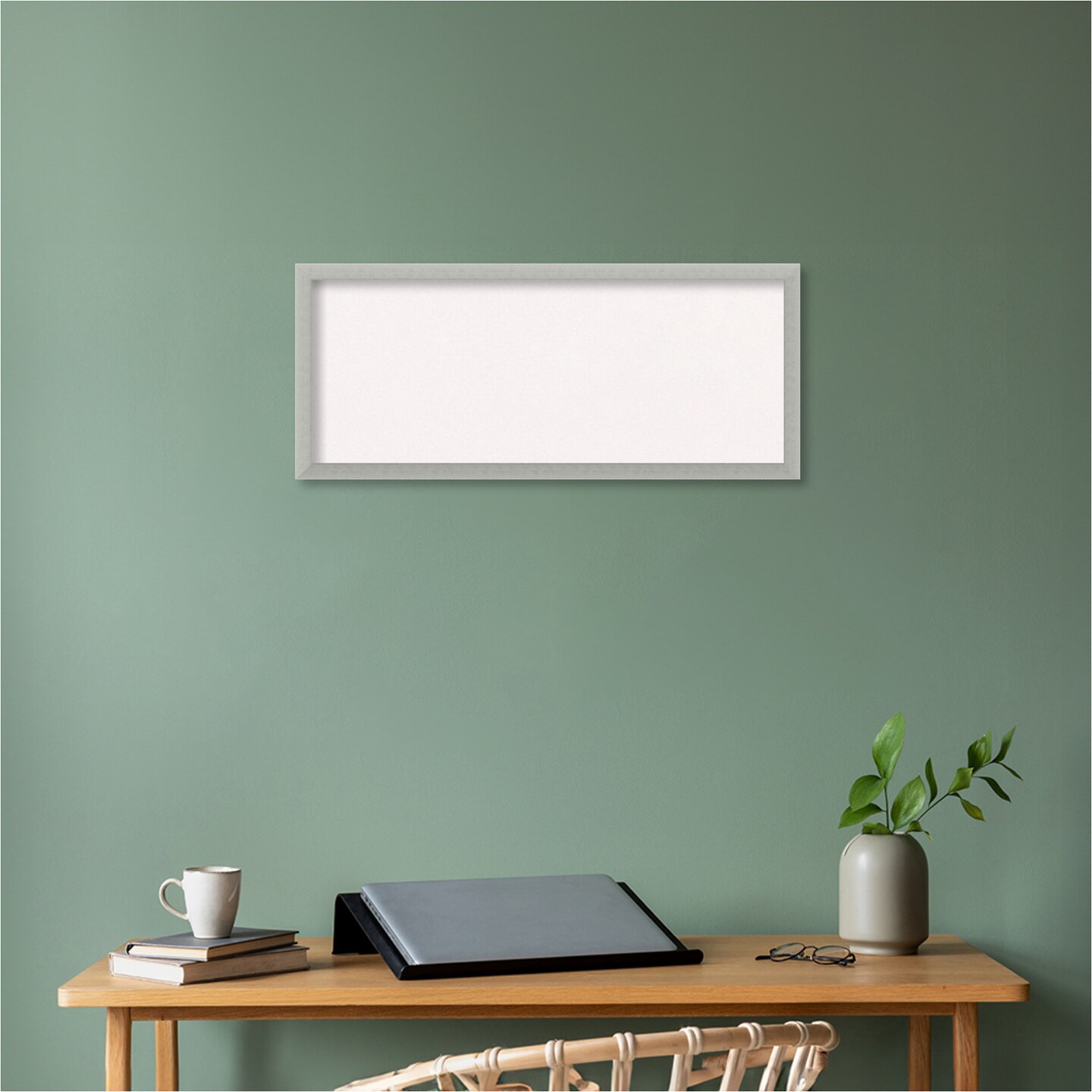 Silver Leaf Wood Framed Corkboard, White Cork