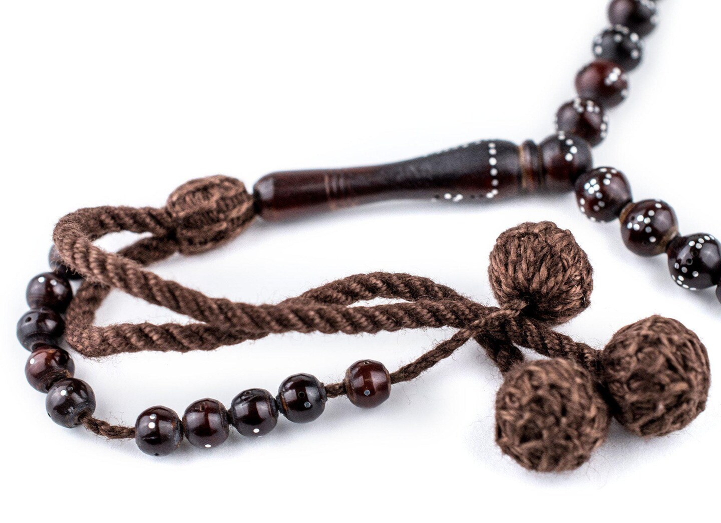 99  Brown Silver-Inlaid &#x22;Names of Allah&#x22; Arabian Prayer Beads (6mm), Islamic Tasbih, Ramadan Gift, Quality Middle Eastern Beads - The Bead Chest