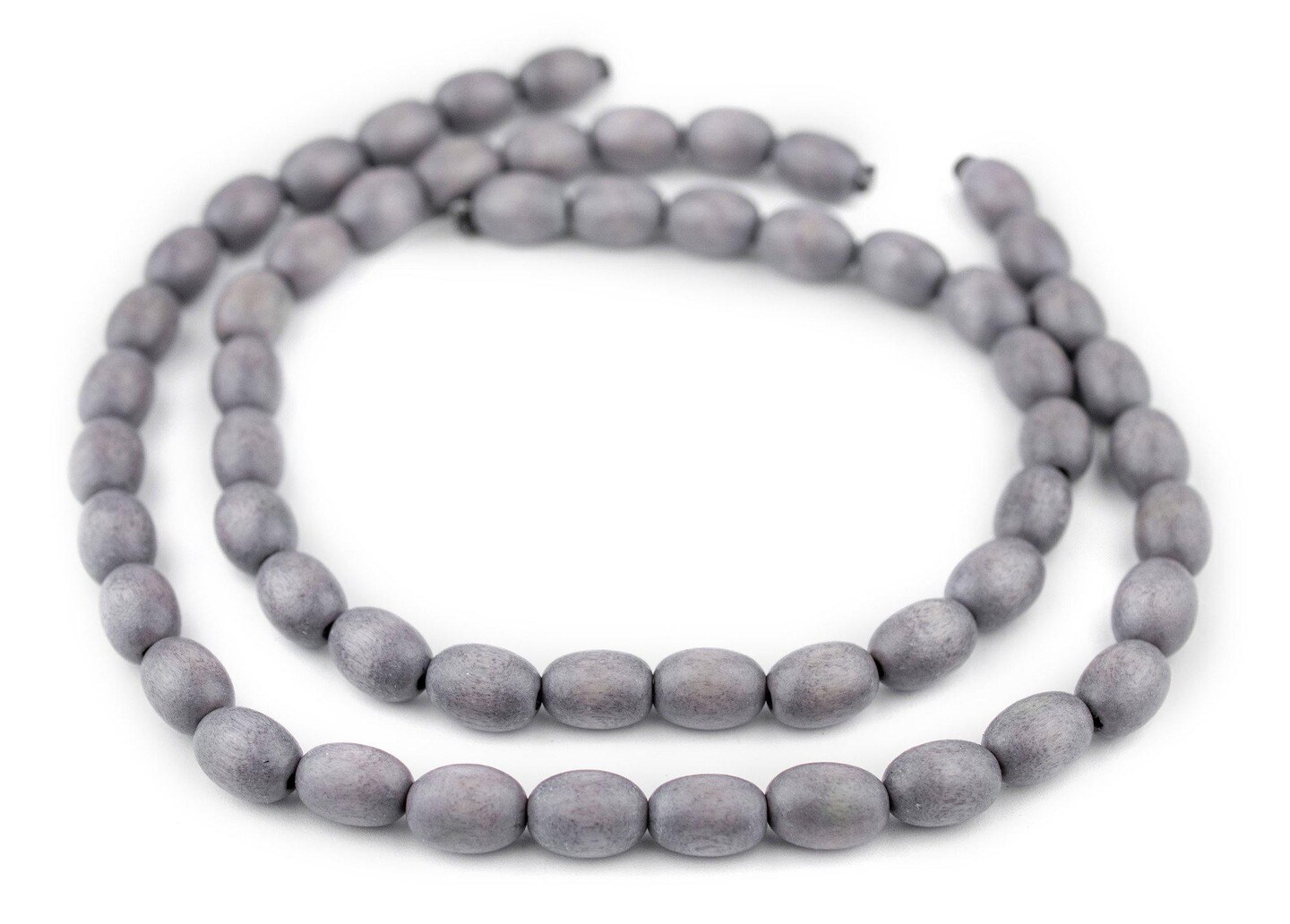 The Bead Chest Grey Oval Natural Wood Beads (15x10mm): Organic Eco-Friendly Wooden Bead Strand for DIY Jewelry, Crafts, Necklace and Bracelet Making
