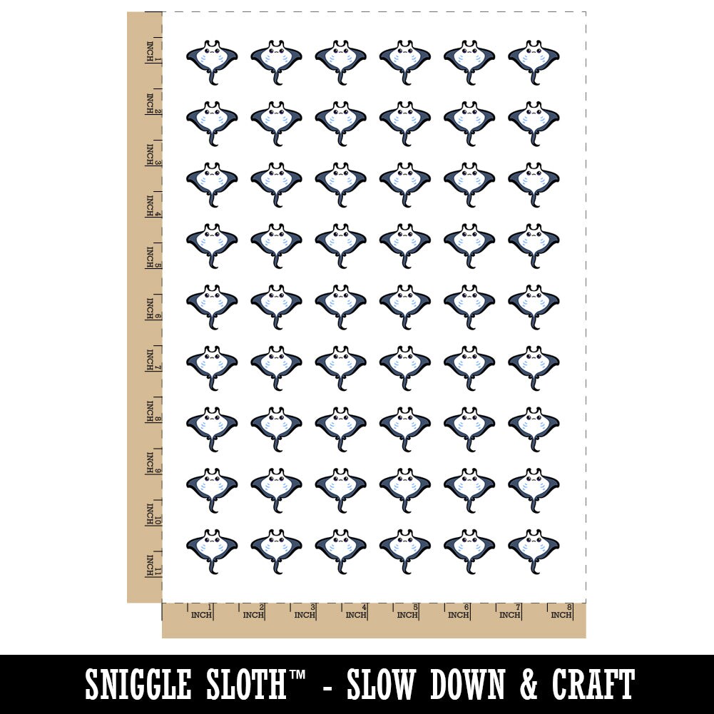 Sweet Kawaii Chibi Manta Ray Temporary Tattoo Water Resistant Fake Body Art Set Collection (1 Sheet)