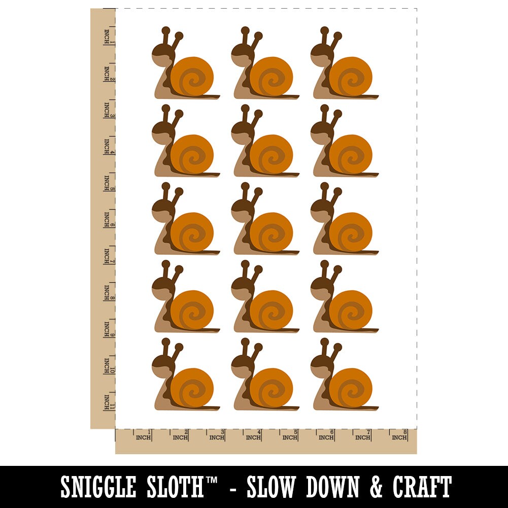 Snail Slow Solid Temporary Tattoo Water Resistant Fake Body Art Set Collection (1 Sheet)