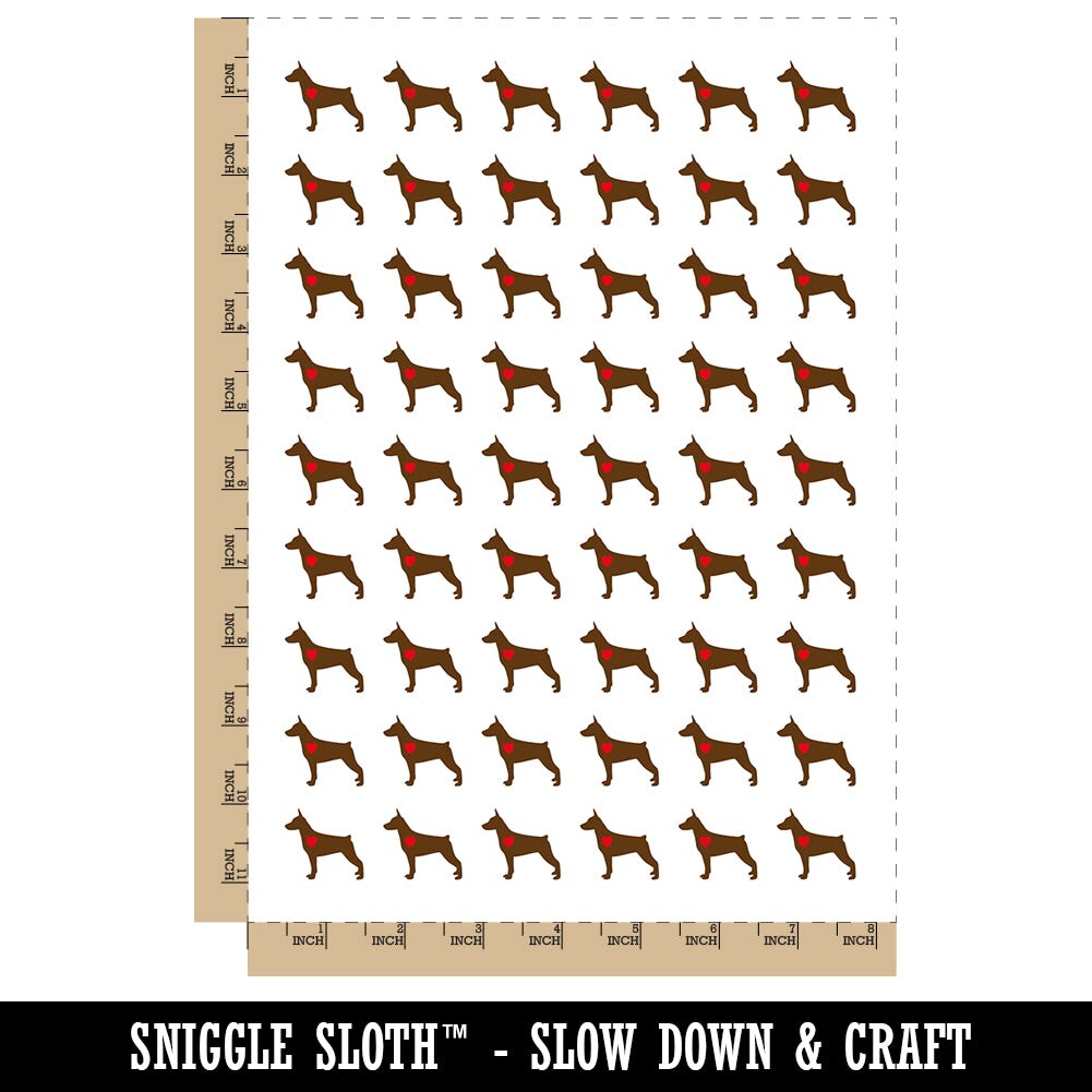 Miniature Pinscher Min Pin Dog with Heart Temporary Tattoo Water Resistant Fake Body Art Set Collection (1 Sheet)