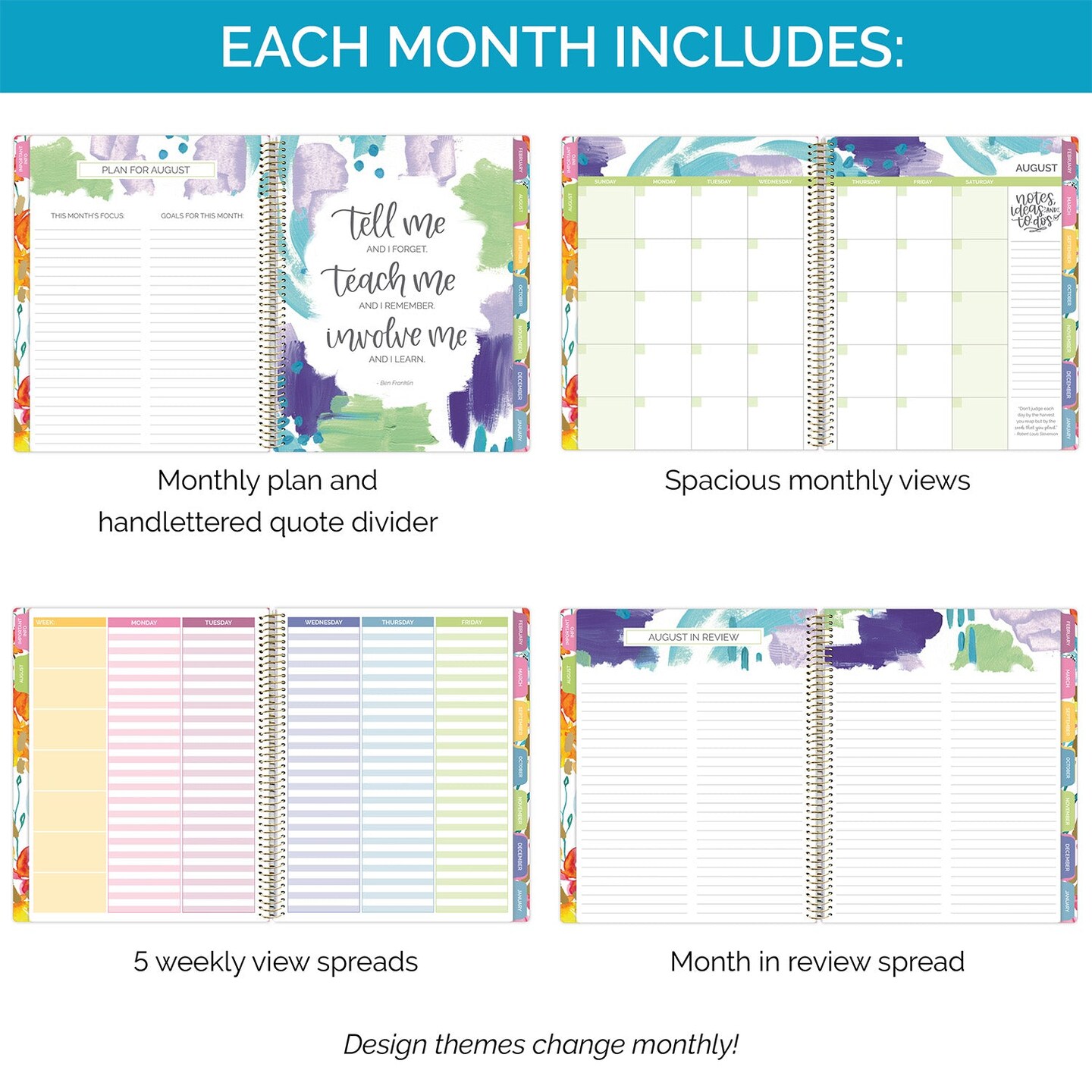 bloom daily planners Undated Teacher Planner &#x26; Calendar, Teacher With a Plan