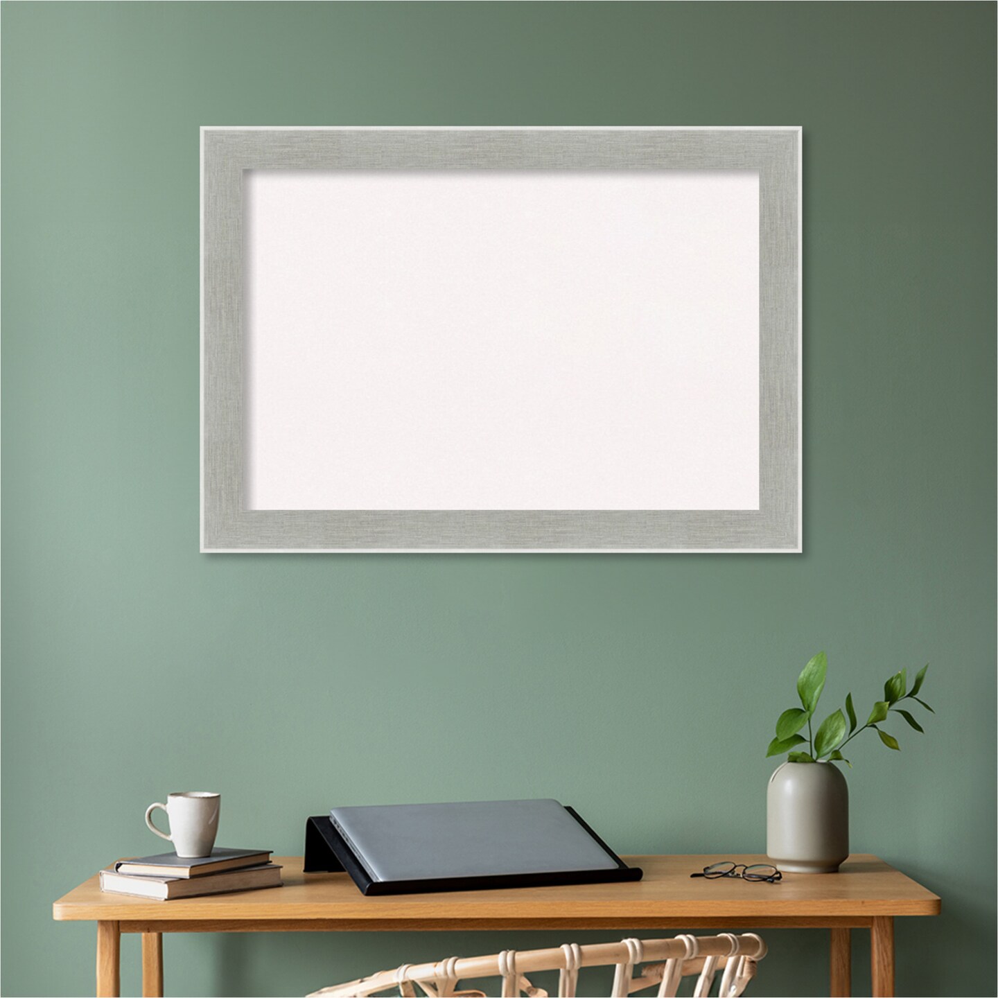 Glam Linen Grey Framed Corkboard, White Cork