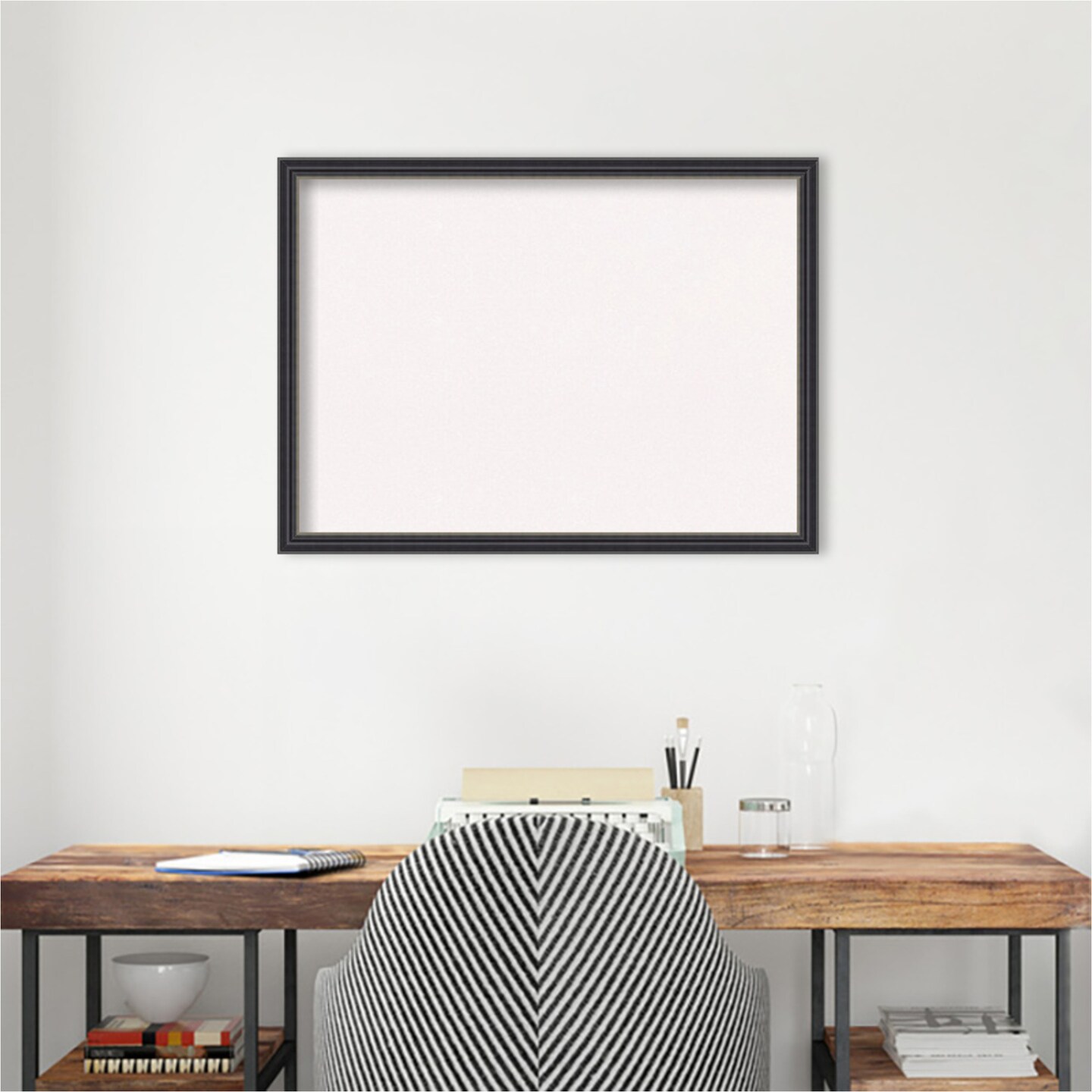 Stylish Black Wood Framed Corkboard, White Cork