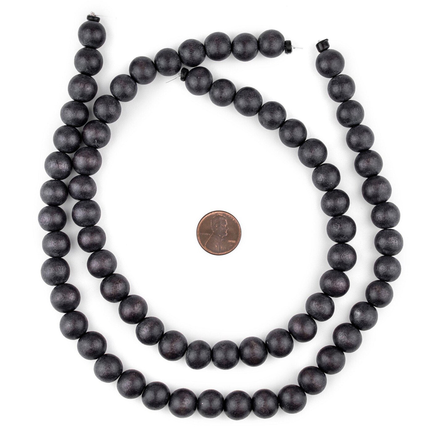 The Bead Chest Natural 12mm Wooden Beads in Grey - Dark for Jewelry Making – Round Loose Wood Spacer Beads I Approximately 35 Beads