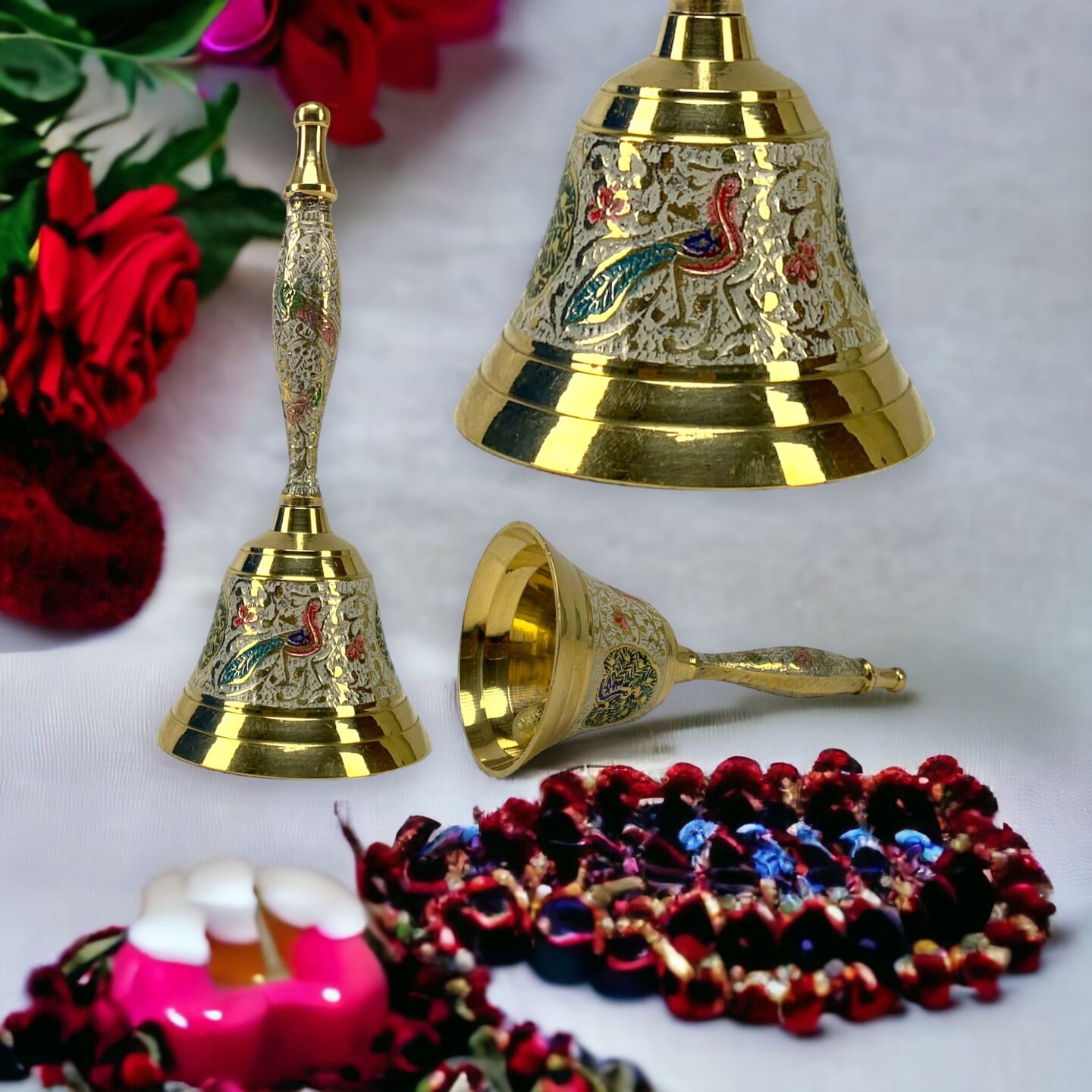 Decorative Rusty Colorful Brass Hanging Bell For Home Temple