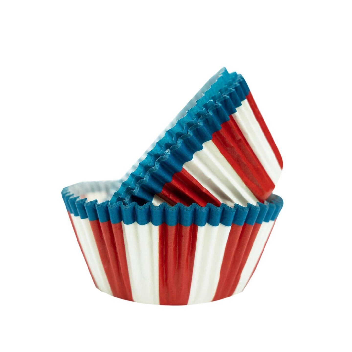 Red, White &#x26; Blue Pin Wheel Standard Size Cupcake Wrappers &#x26; Liners | 25 PC Set